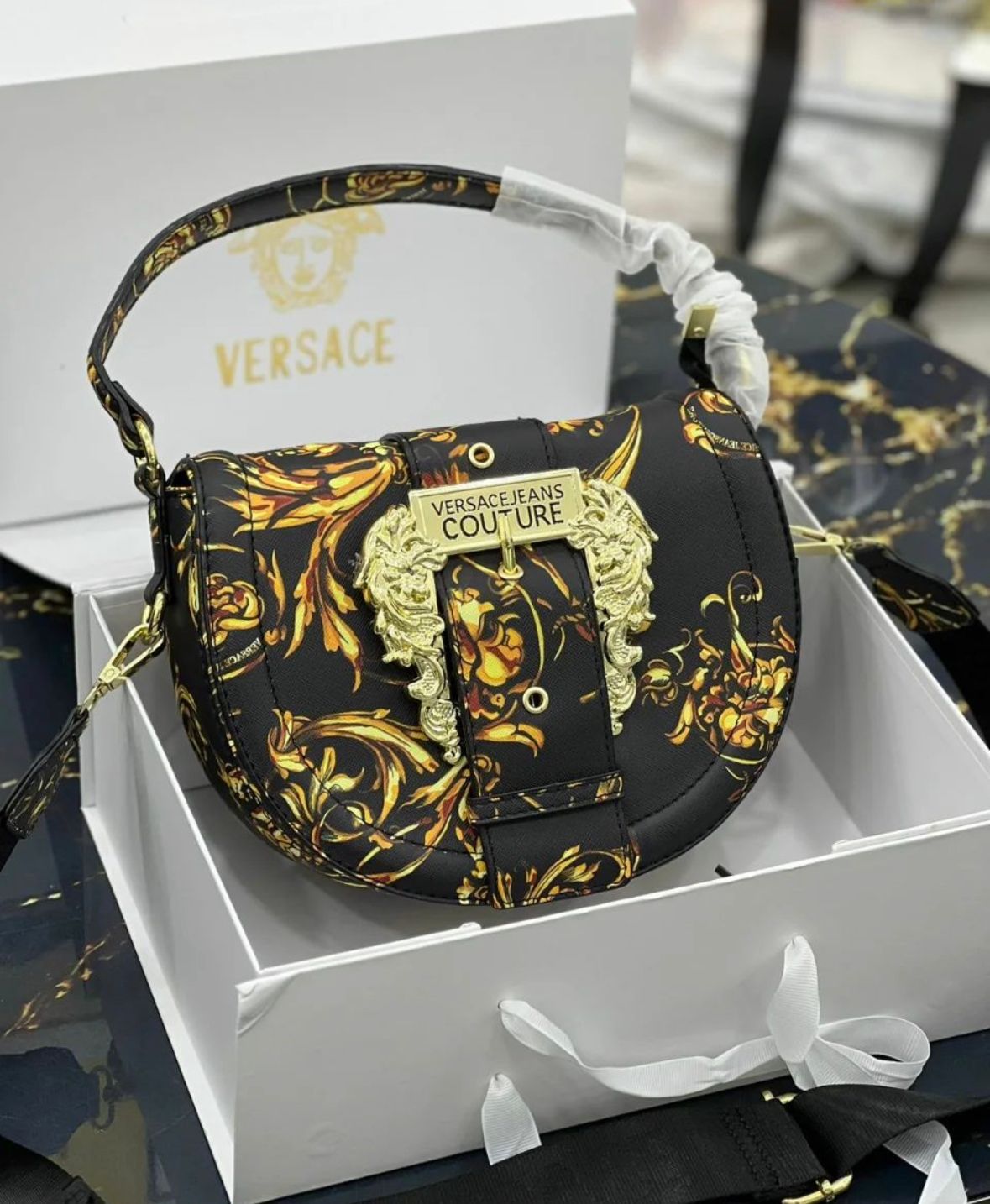 Buy First Copy Versace Jeans Couture Tracollina Top Handle Shoulder Bag