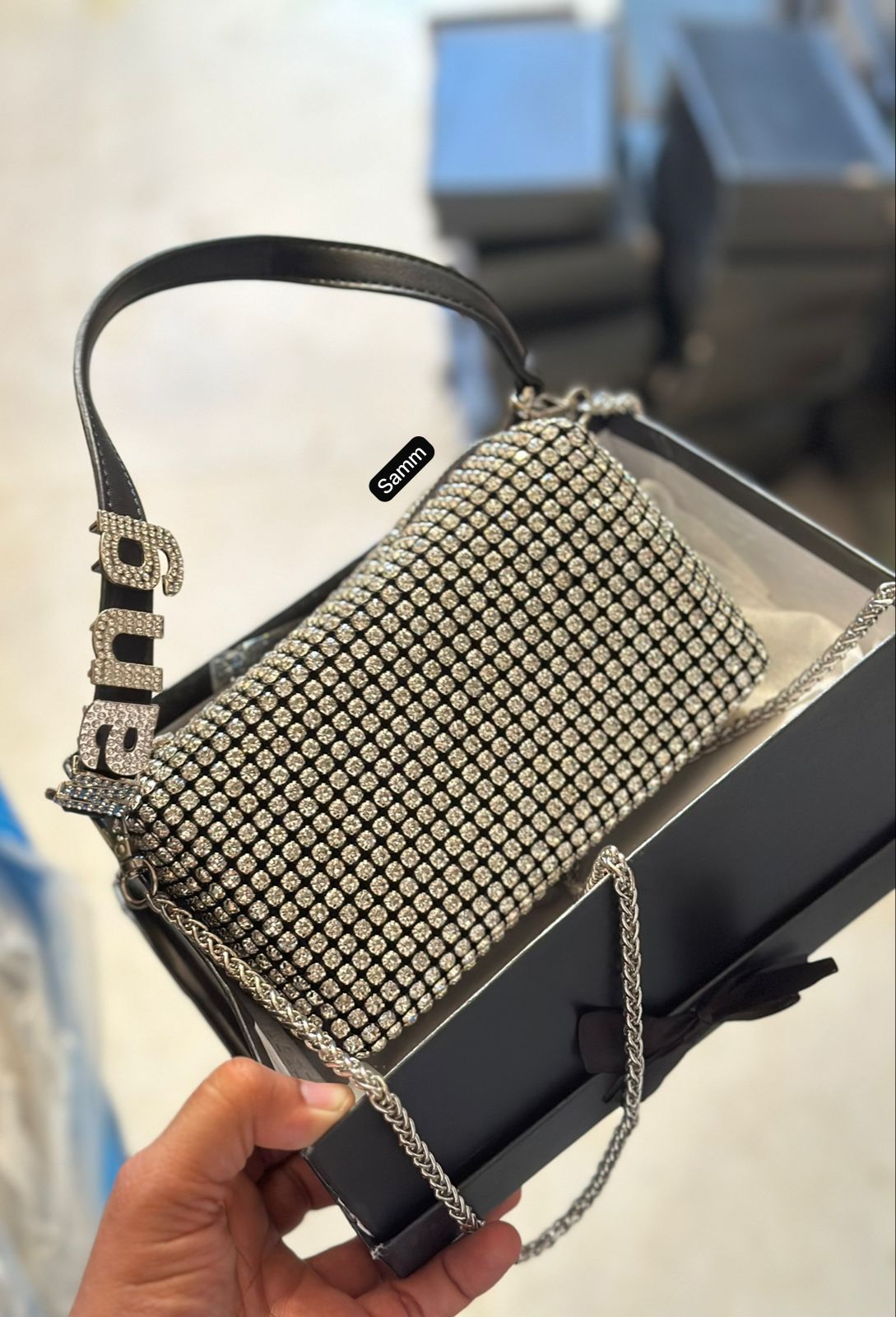 Buy First Copy Wang Diamond Coated Sling Bags