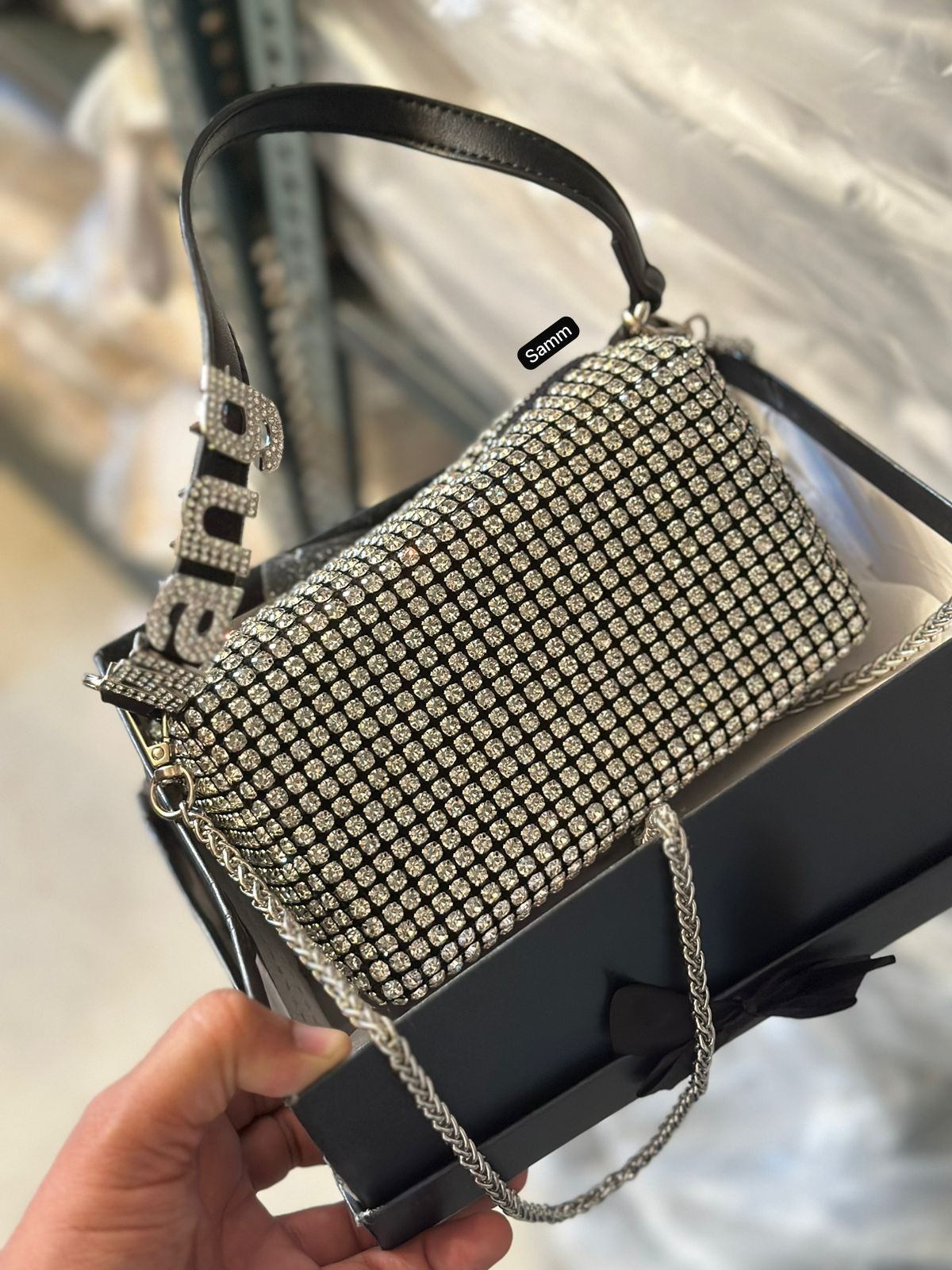 Buy First Copy Wang Diamond Coated Sling Bags