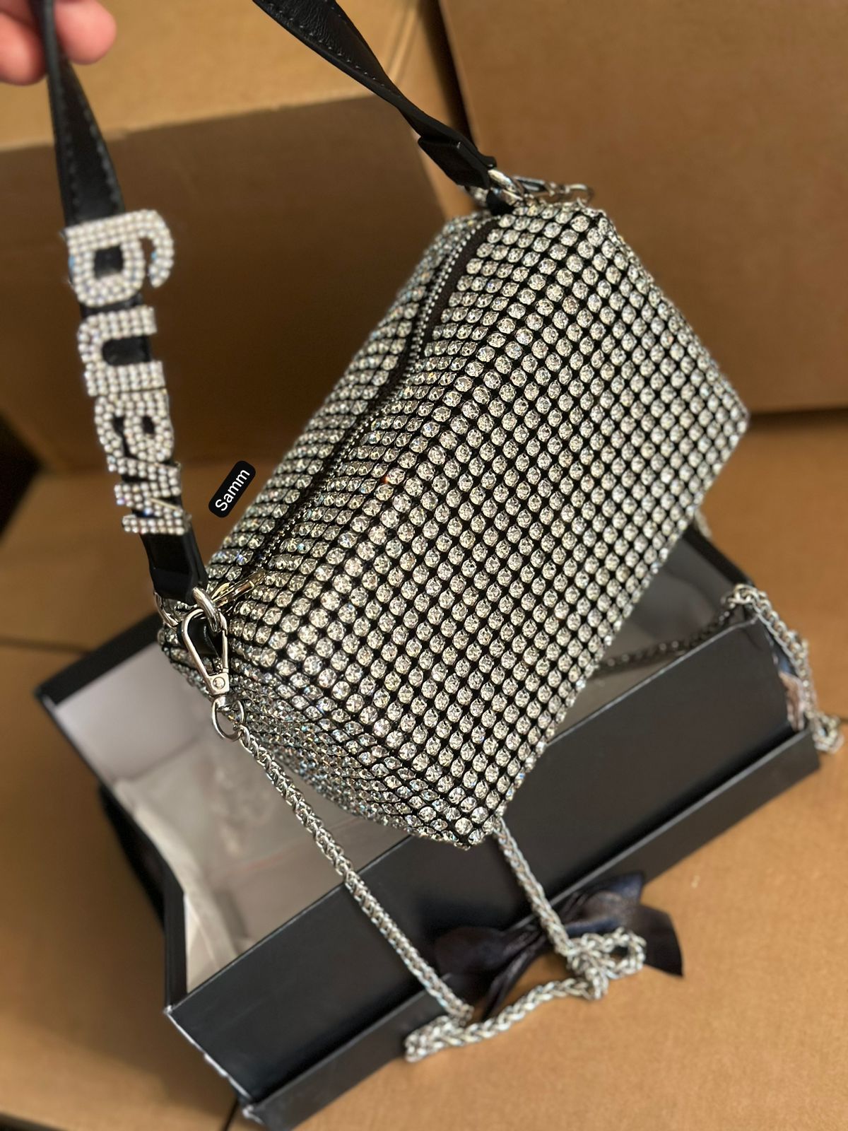 Buy First Copy Wang Diamond Coated Sling Bags