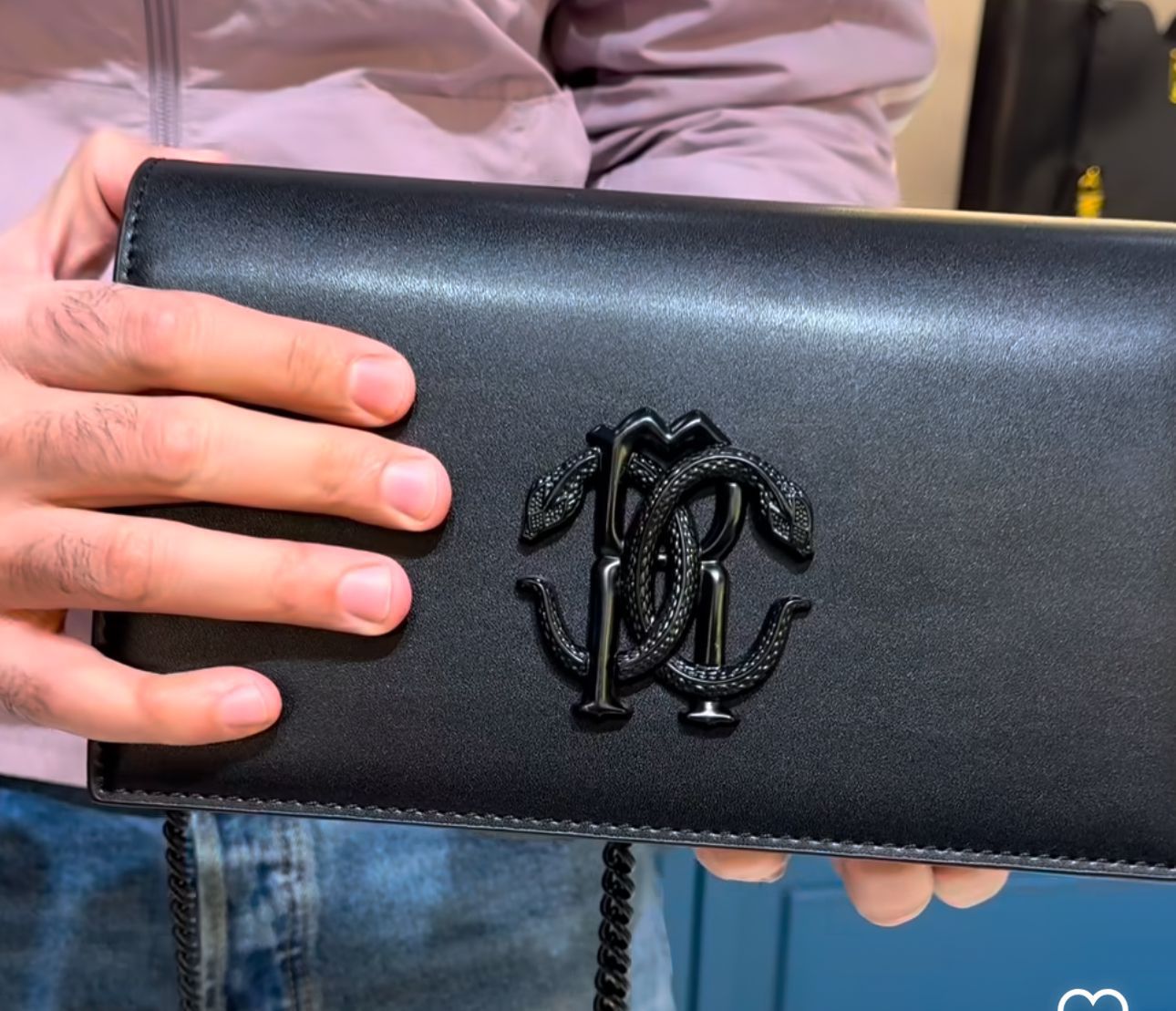 Buy First Copy Roberto Cavalli Monogram Plaque Full Front Flap Shoulder Bag