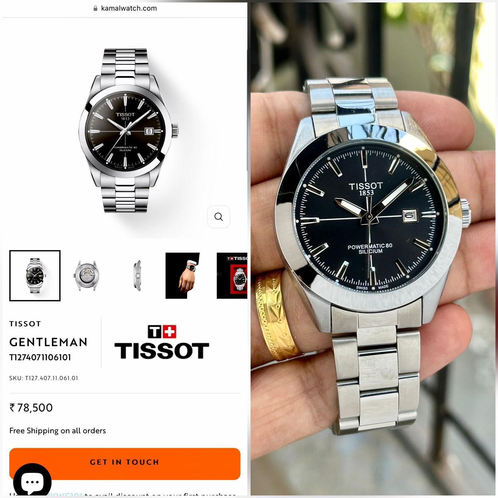 Buy First Copy Tissot Gentleman T Classic Watch For Men 40mm - Master Quality 7A Mirror at Lowest Price Online India