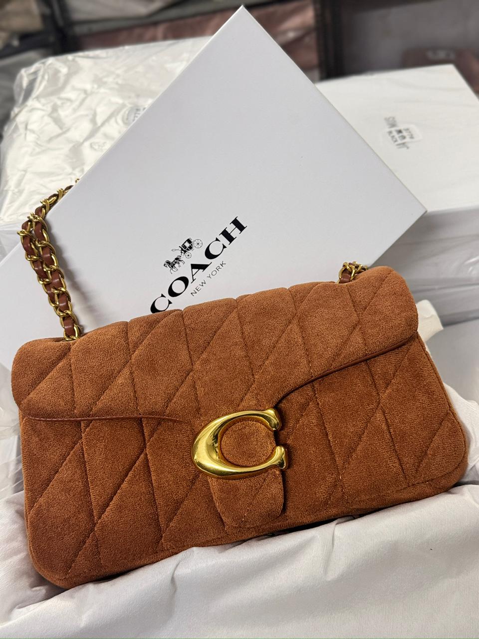 Buy First Copy Coach Tabby Puffy Suede Sling Bag - Master Quality 7A Mirror at Lowest Price Online India