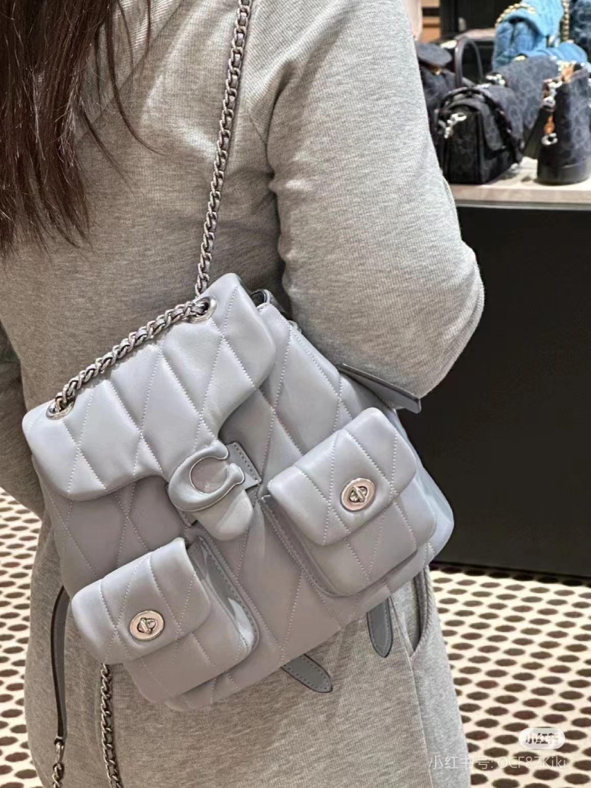 Buy First Copy Coach Tabby Chain Quilted Backpack - Master Quality 7A Mirror at Lowest Price Online India