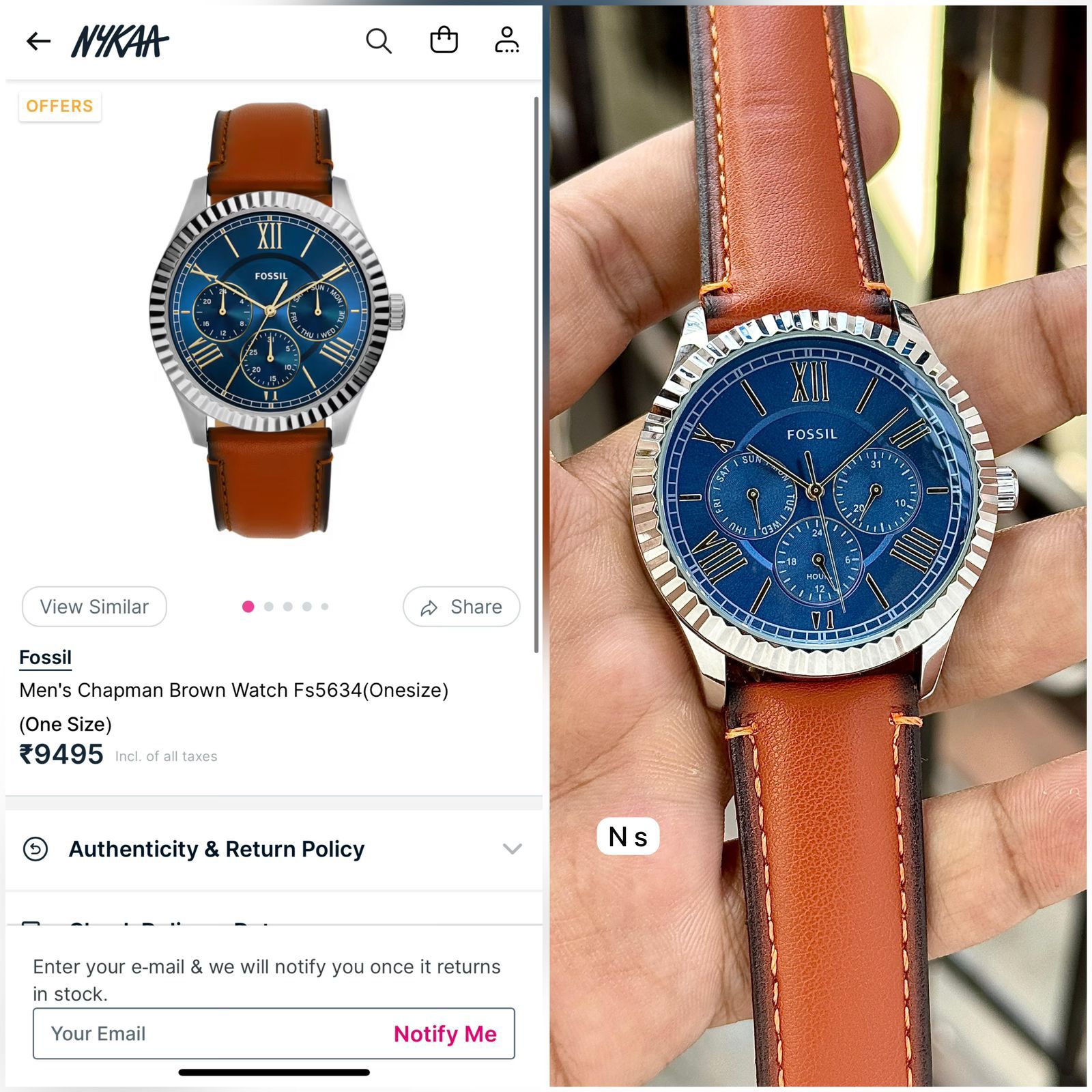 Buy First Copy fossil chapman chronograph watch For Men - Master Quality 7A Mirror at Lowest Price Online India