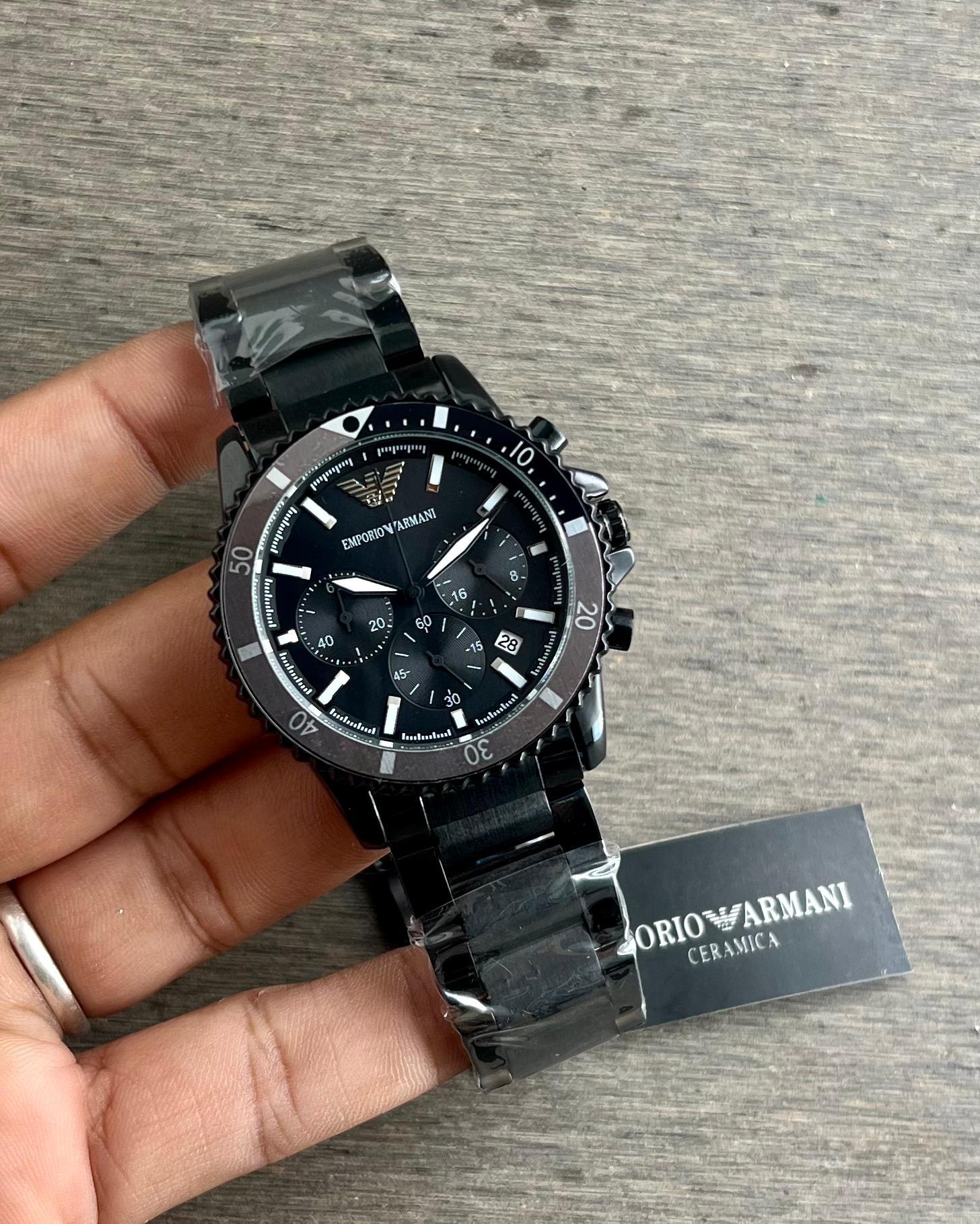 Buy First Copy Emporio Armani Black Men’s Chronograph Watch - Master Quality 7A Mirror at Lowest Price Online India