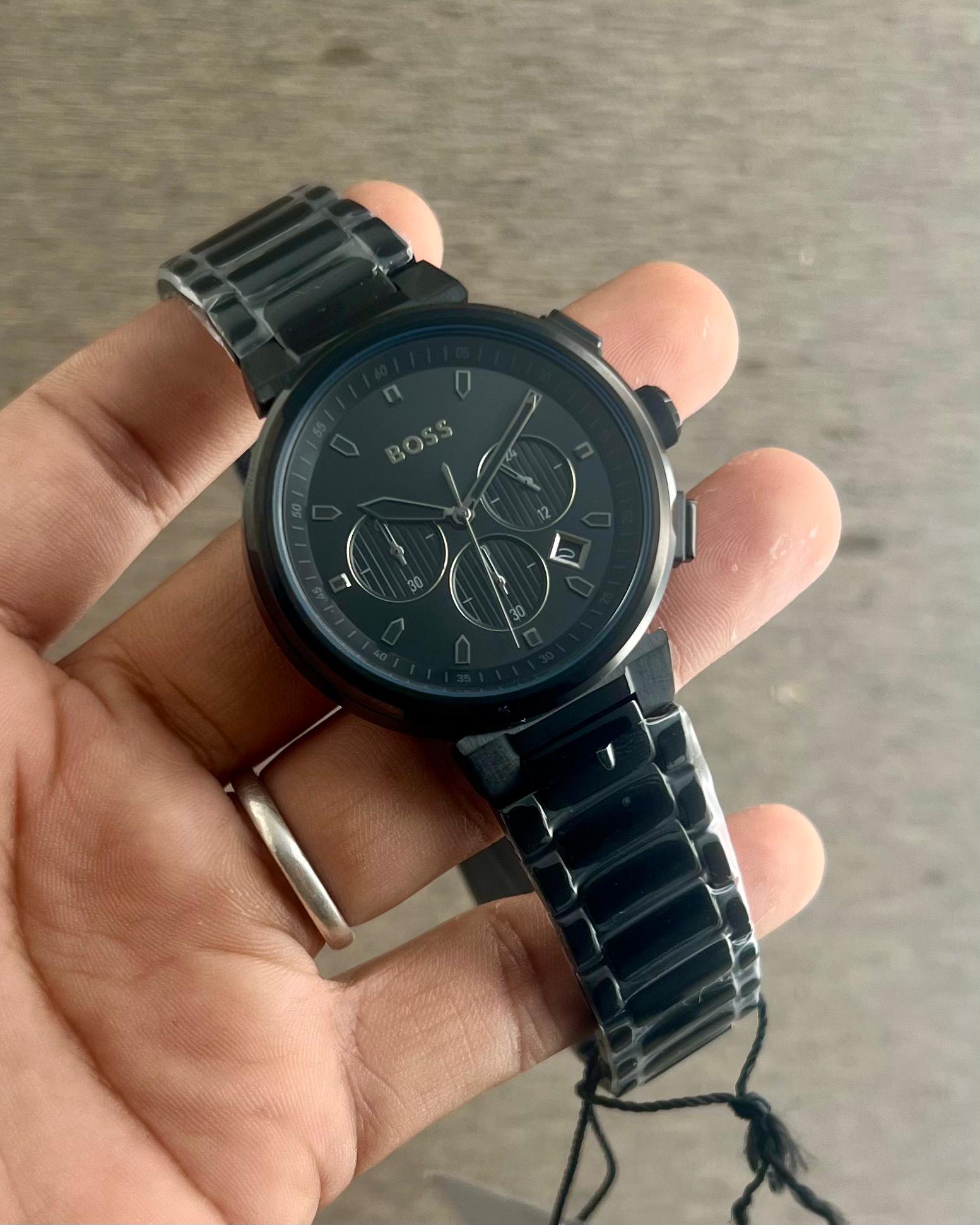 Buy First Copy Hugo Boss Trace Series Chronograph Black Dial Men’s Watch- 1514001 - Master Quality 7A Mirror at Lowest Price Online India