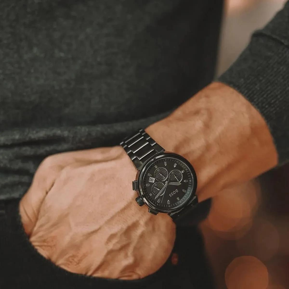 Buy First Copy Hugo Boss Trace Series Chronograph Black Dial Men’s Watch- 1514001 - Master Quality 7A Mirror at Lowest Price Online India