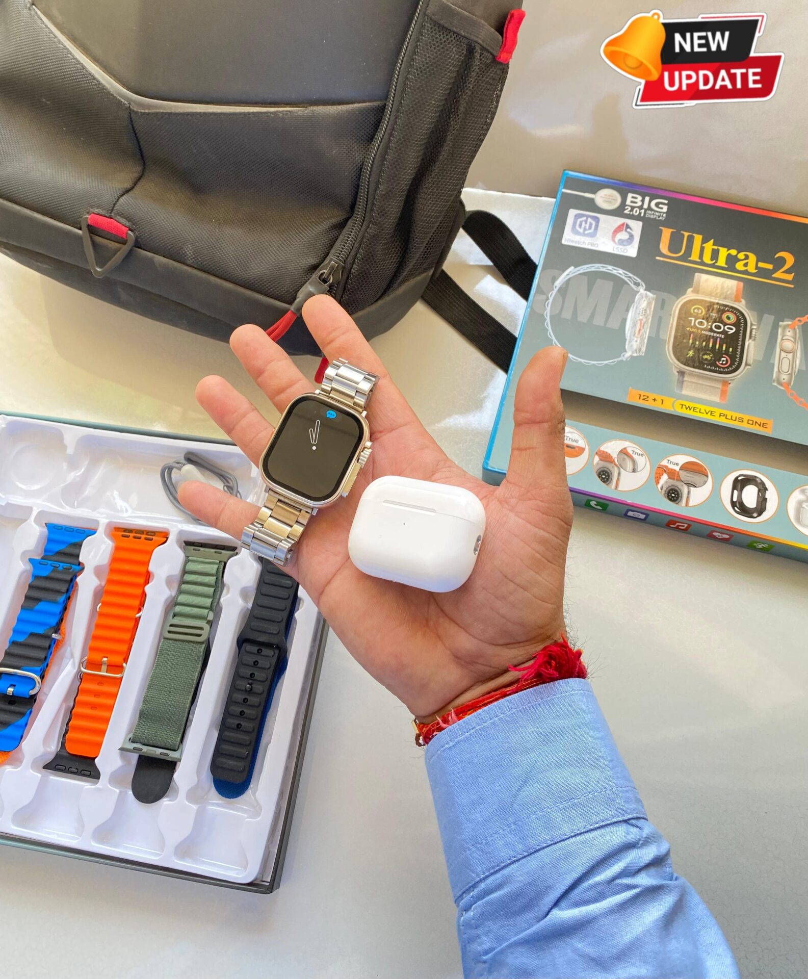 Buy First Copy Hi watch Pro Ultra 2 Smartwatch 12 in 1 Combo Pack – All-in-One Fitness & Lifestyle Companion - Master Quality 7A Mirror at Lowest Price Online India