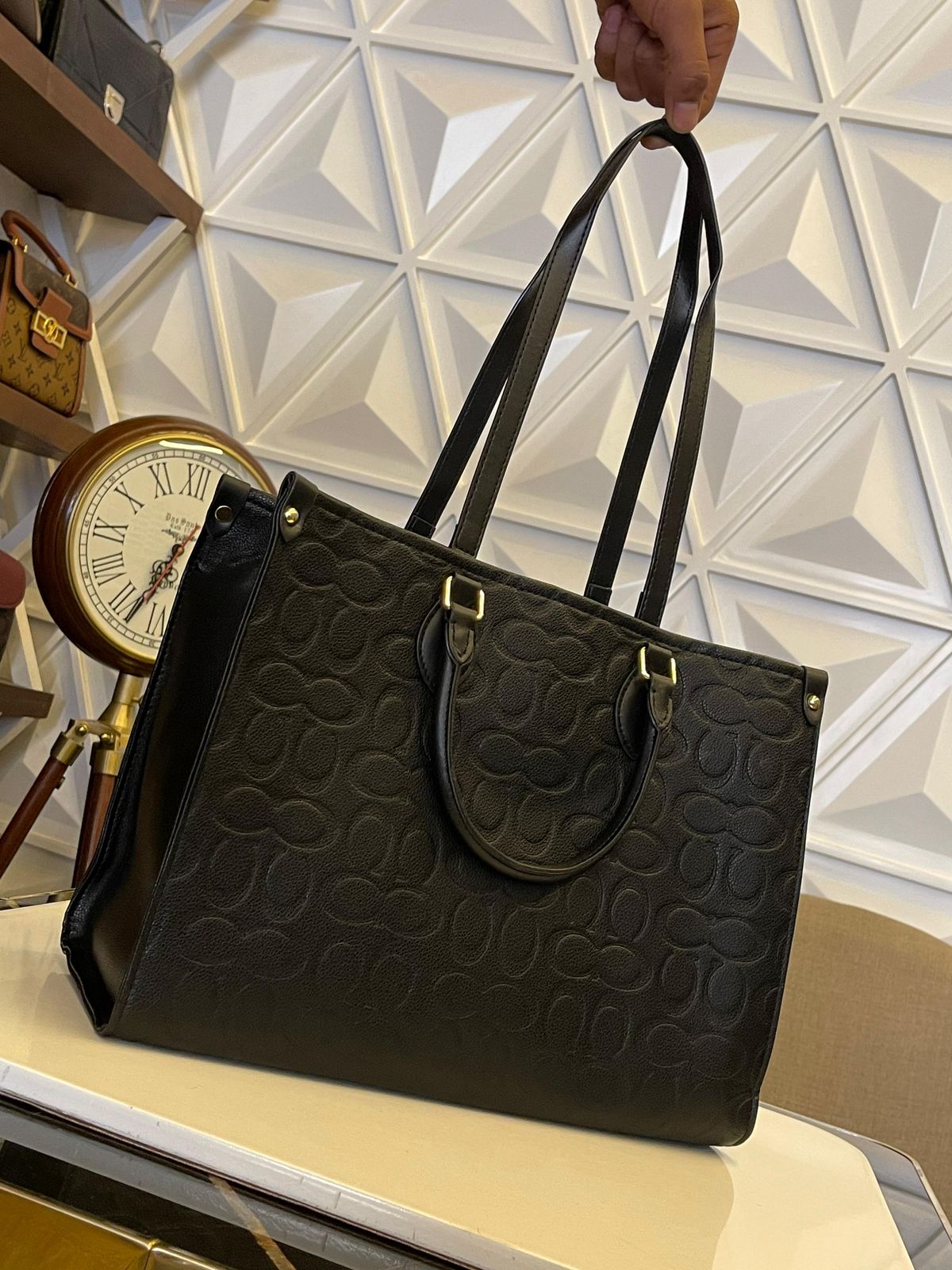 Buy First Copy Coach On The Go Leather Emboss Tote Bag - Master Quality 7A Mirror at Lowest Price Online India