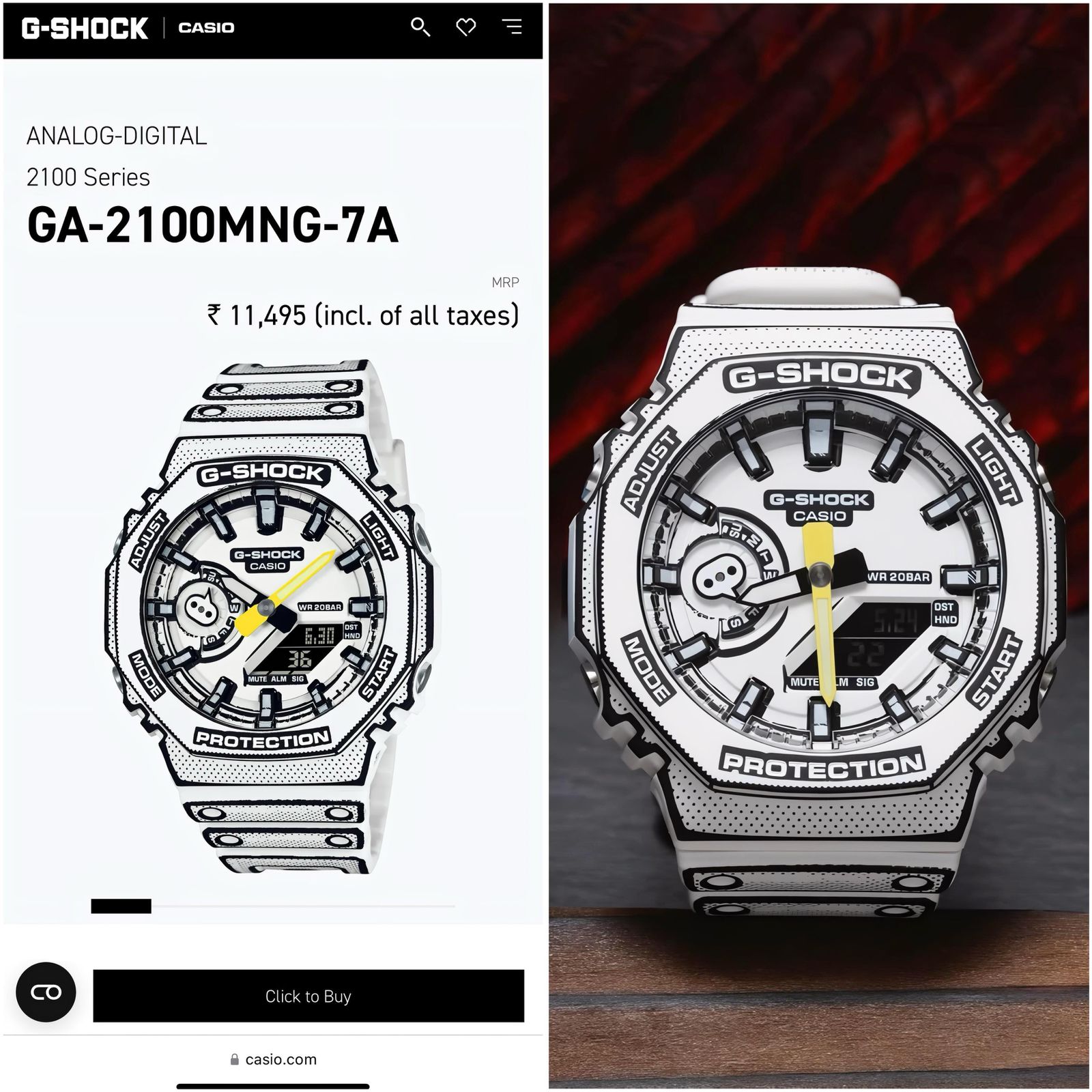 Buy First Copy G-Shock Manga Edition Ga 2100mng 2a Men’s Watch - Master Quality 7A Mirror at Lowest Price Online India
