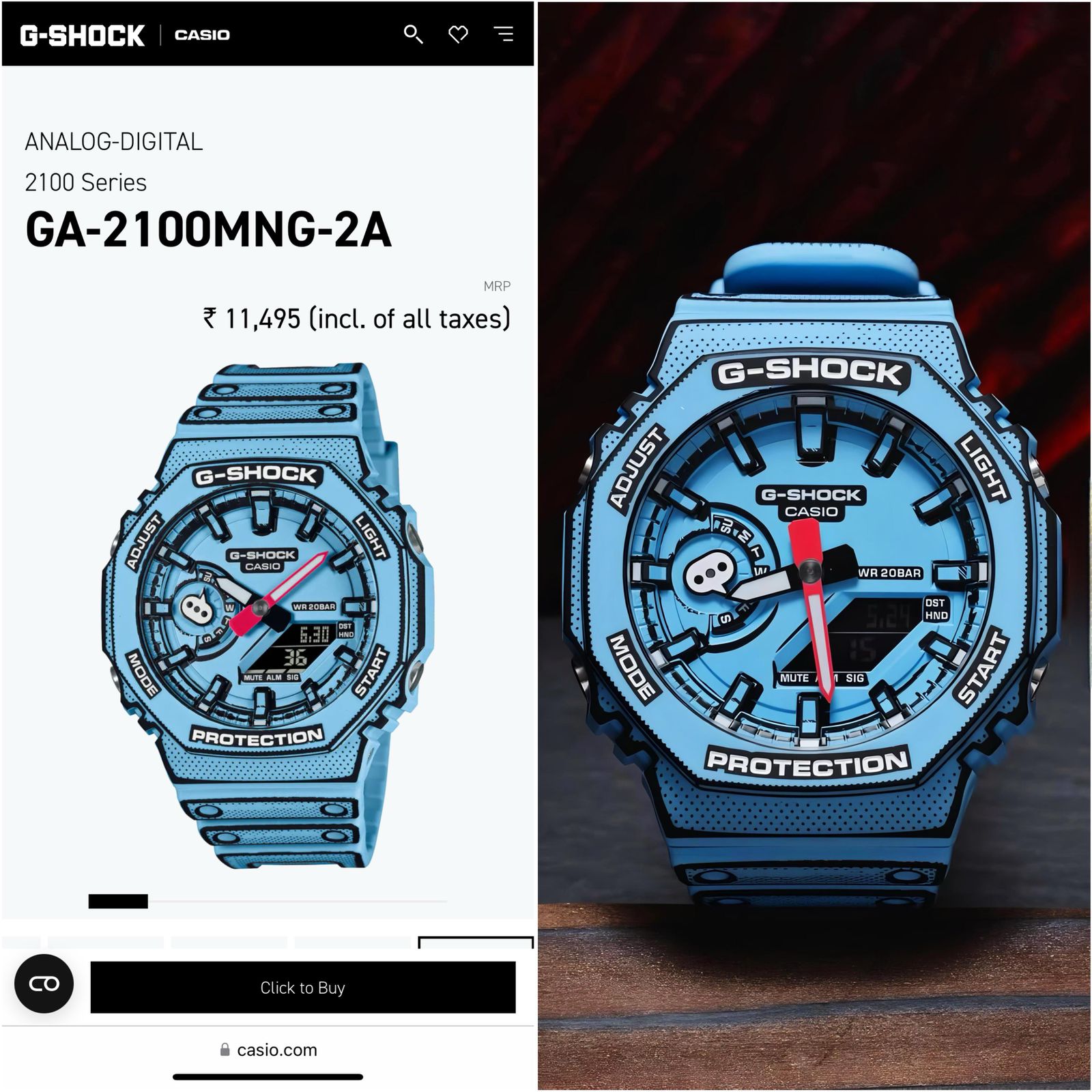 Buy First Copy G-Shock Manga Edition Ga 2100mng 2a Men’s Watch - Master Quality 7A Mirror at Lowest Price Online India