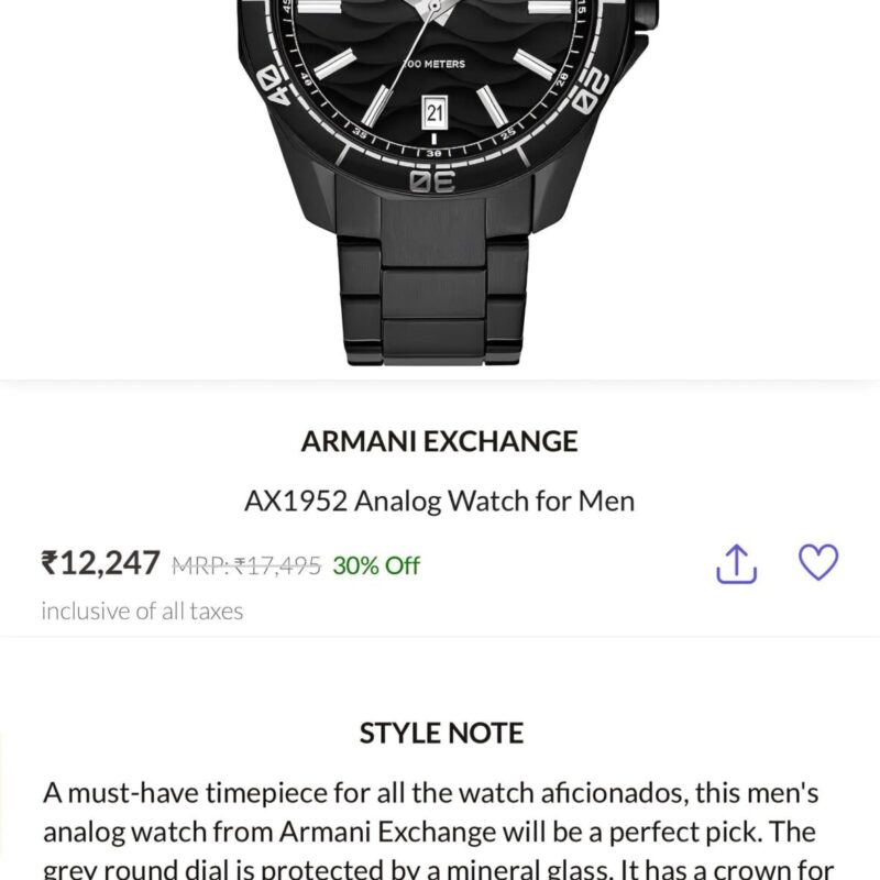 Buy First Copy Armani Exchange Ax1952 Men’s Watch 43mm - Master Quality 7A Mirror at Lowest Price Online India