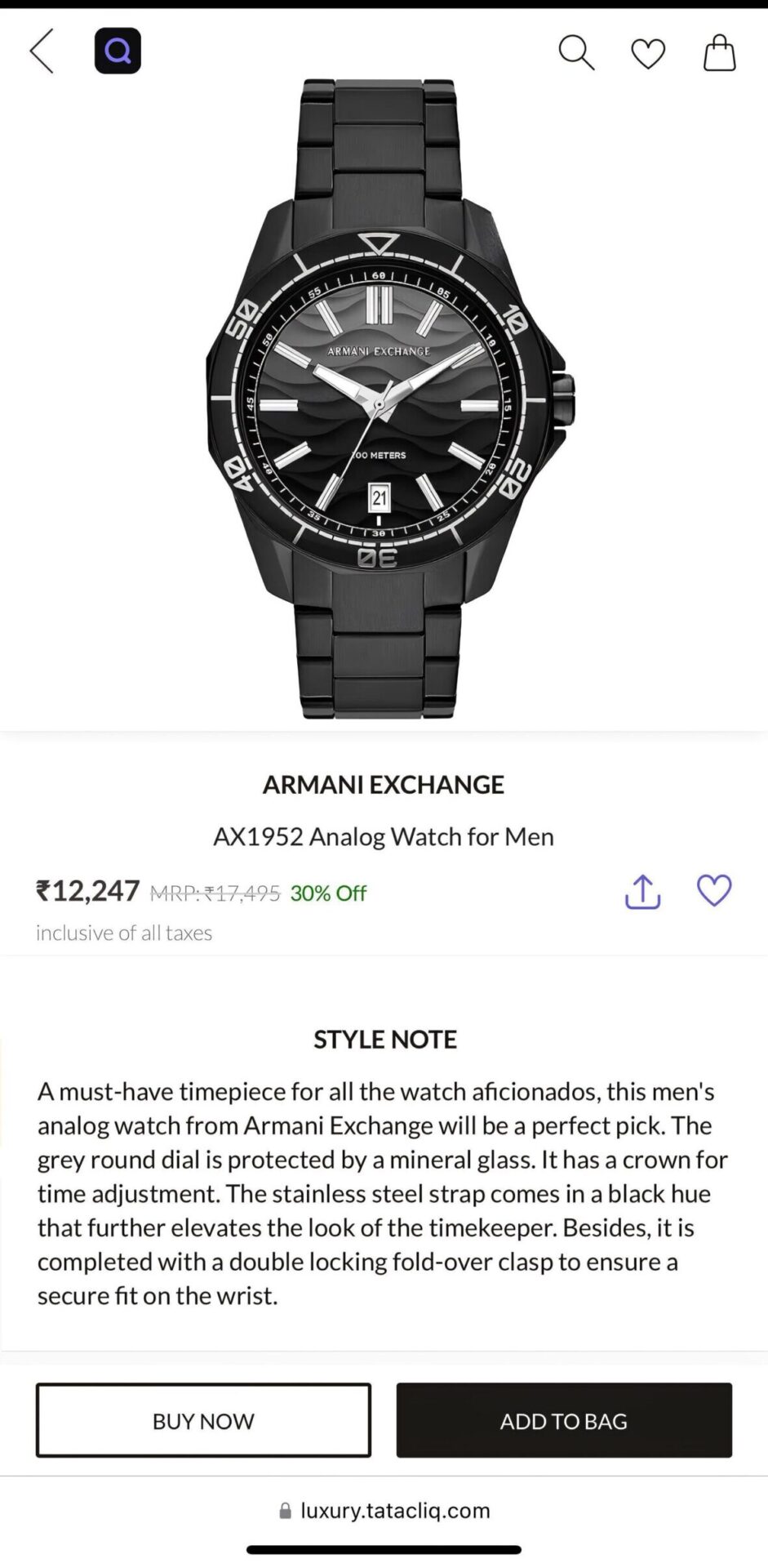 Buy First Copy Armani Exchange Ax1952 Men’s Watch 43mm - Master Quality 7A Mirror at Lowest Price Online India