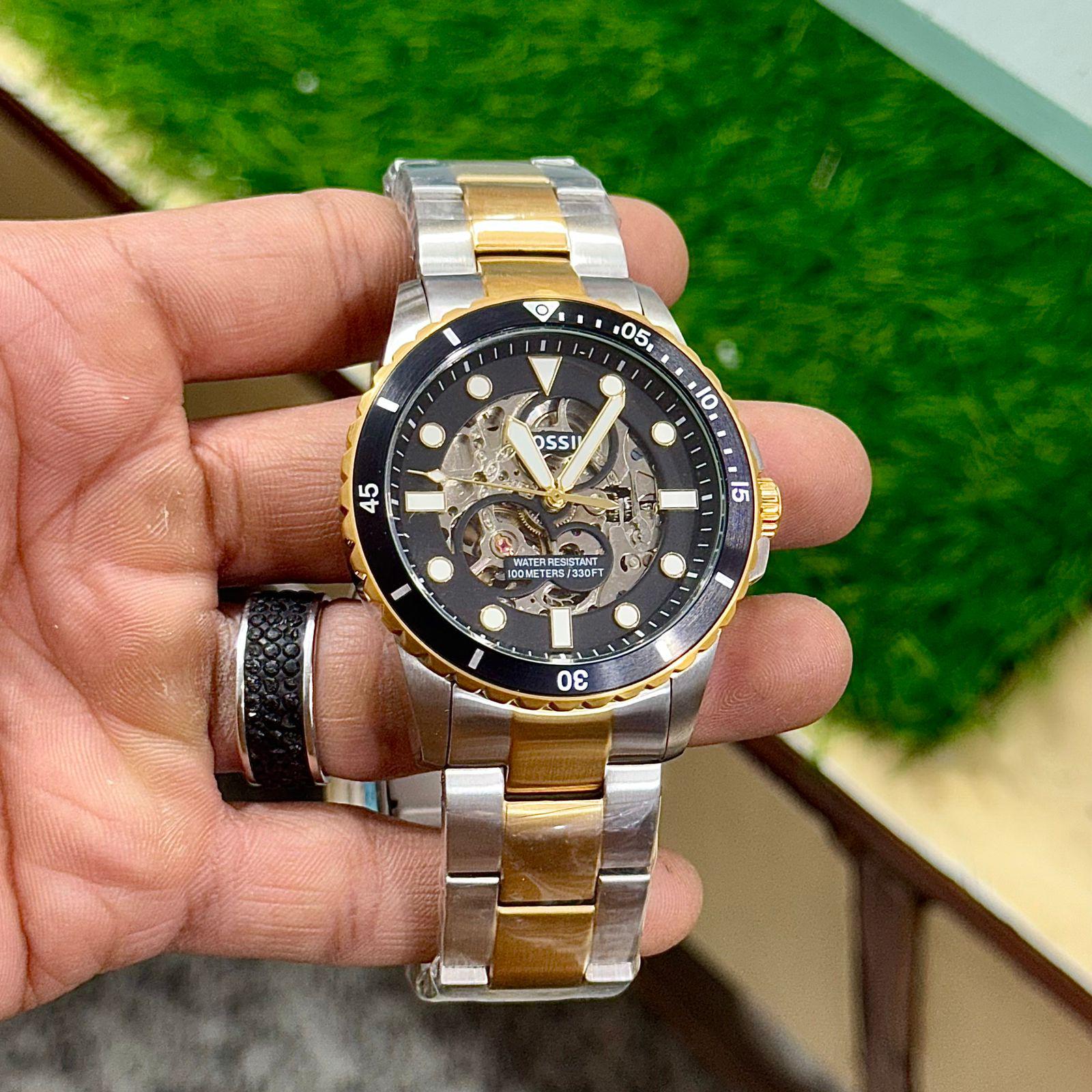 Buy First Copy Fossil Automatic Men’s Watch Open Back With Metal Strap - Master Quality 7A Mirror at Lowest Price Online India