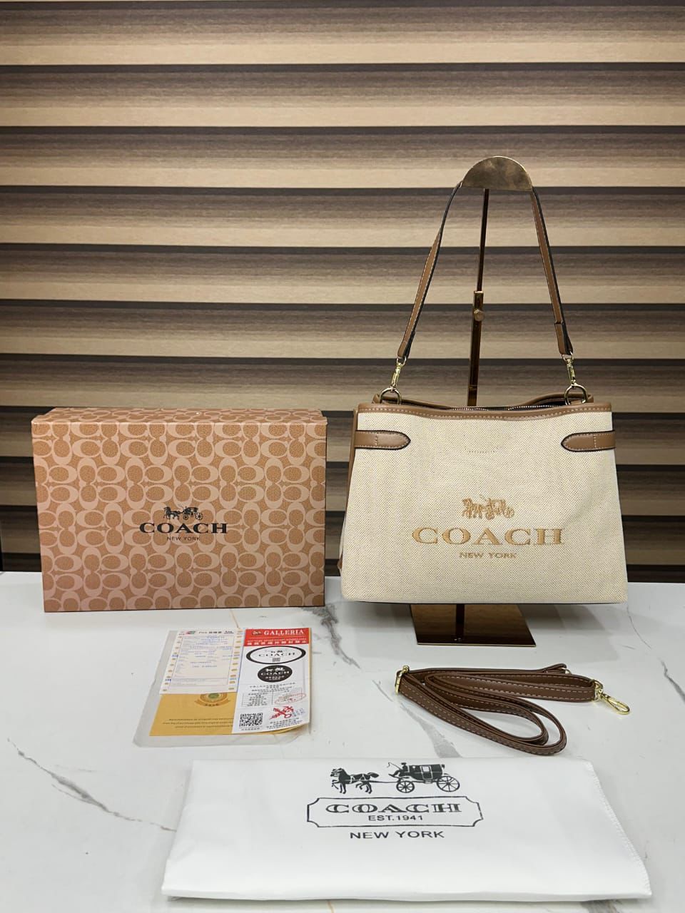 Buy First Copy Coach Hanna Canvas Shoulder Bag - Master Quality 7A Mirror at Lowest Price Online India