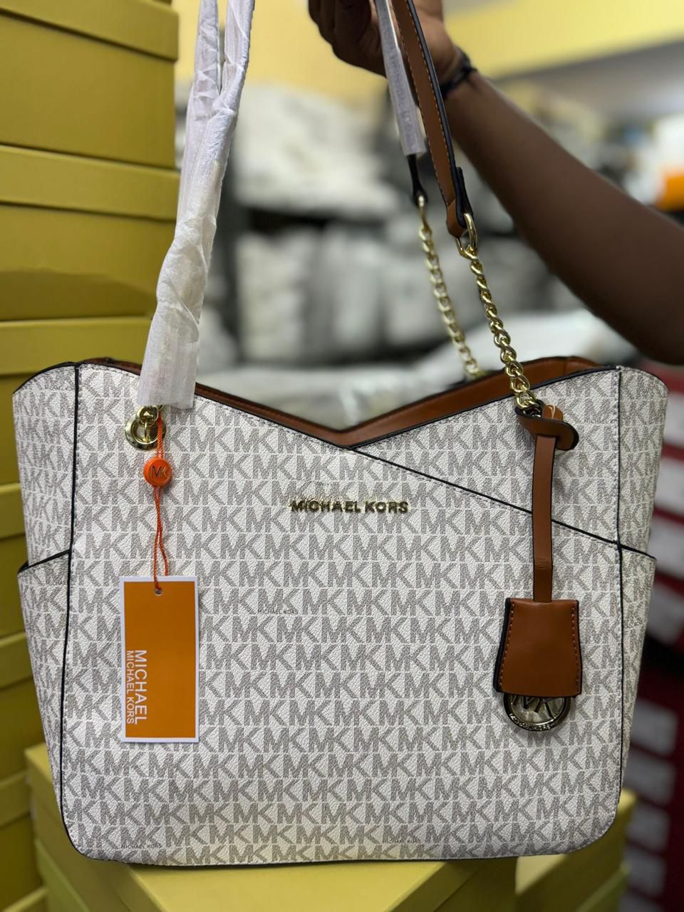 Buy First Copy Michael Kors Large X Chain Shoulder Tote Bag - Master Quality 7A Mirror at Lowest Price Online India