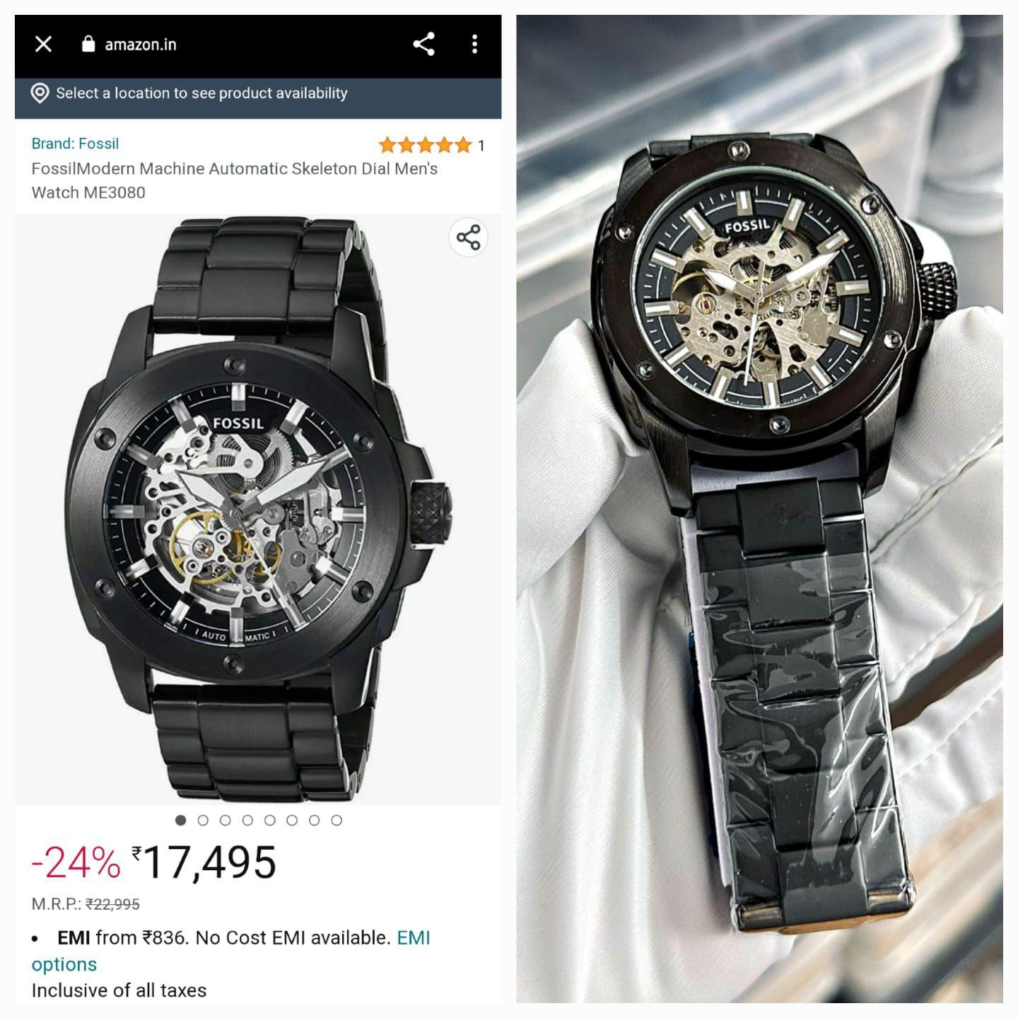 Buy First Copy Fossil Modern Machine Automatic Me3080 Men’s Watch 44mm - Master Quality 7A Mirror at Lowest Price Online India