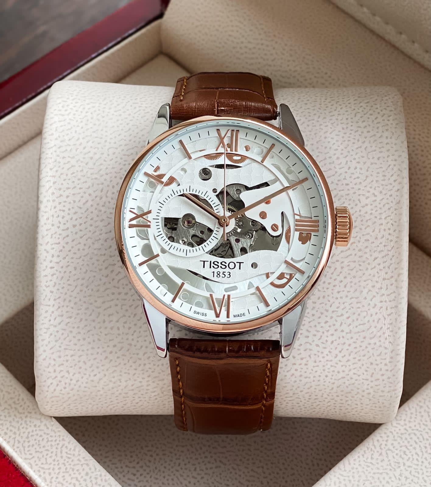 Buy First Copy Tissot Le Locle Men’s Open Back Automatic Watch With Leather Strap - Master Quality 7A Mirror at Lowest Price Online India