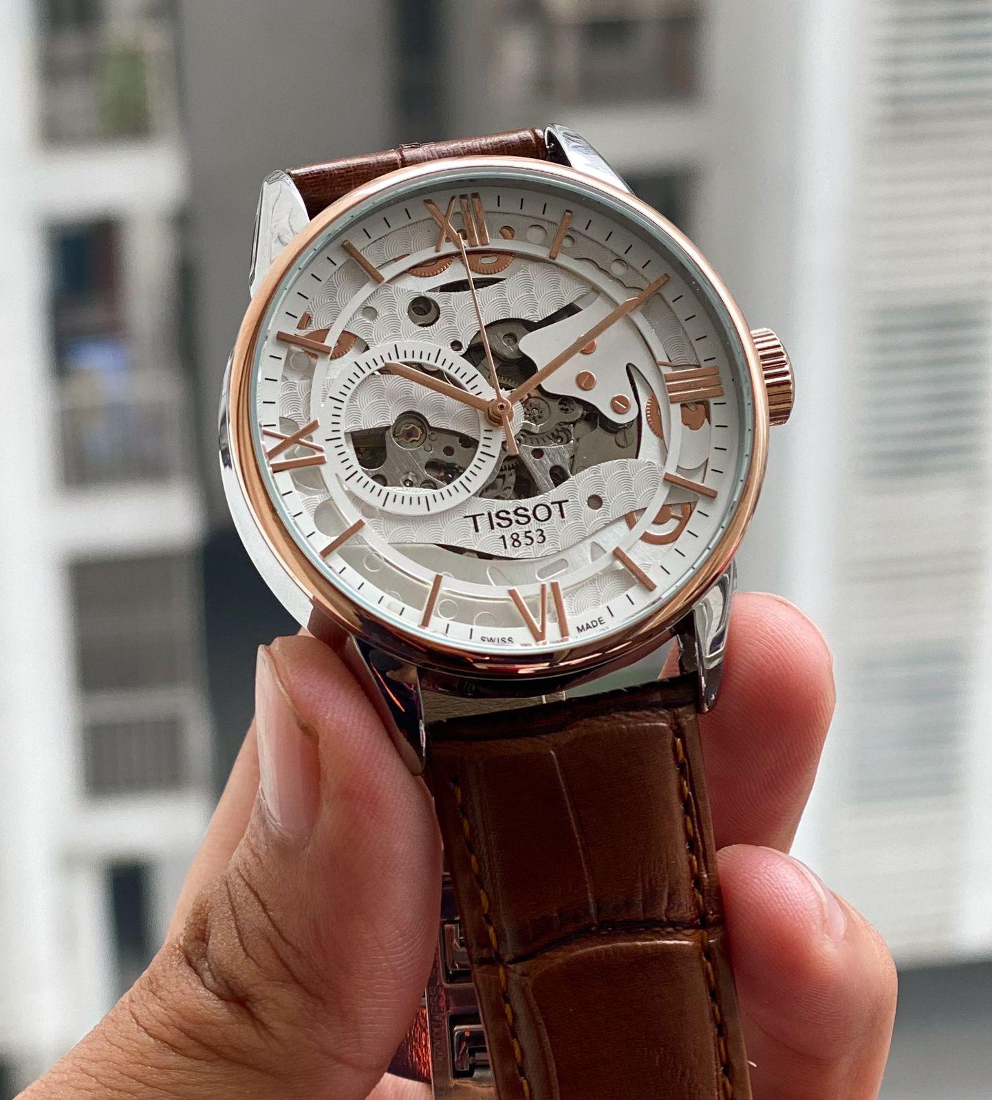 Buy First Copy Tissot Le Locle Men’s Open Back Automatic Watch With Leather Strap - Master Quality 7A Mirror at Lowest Price Online India