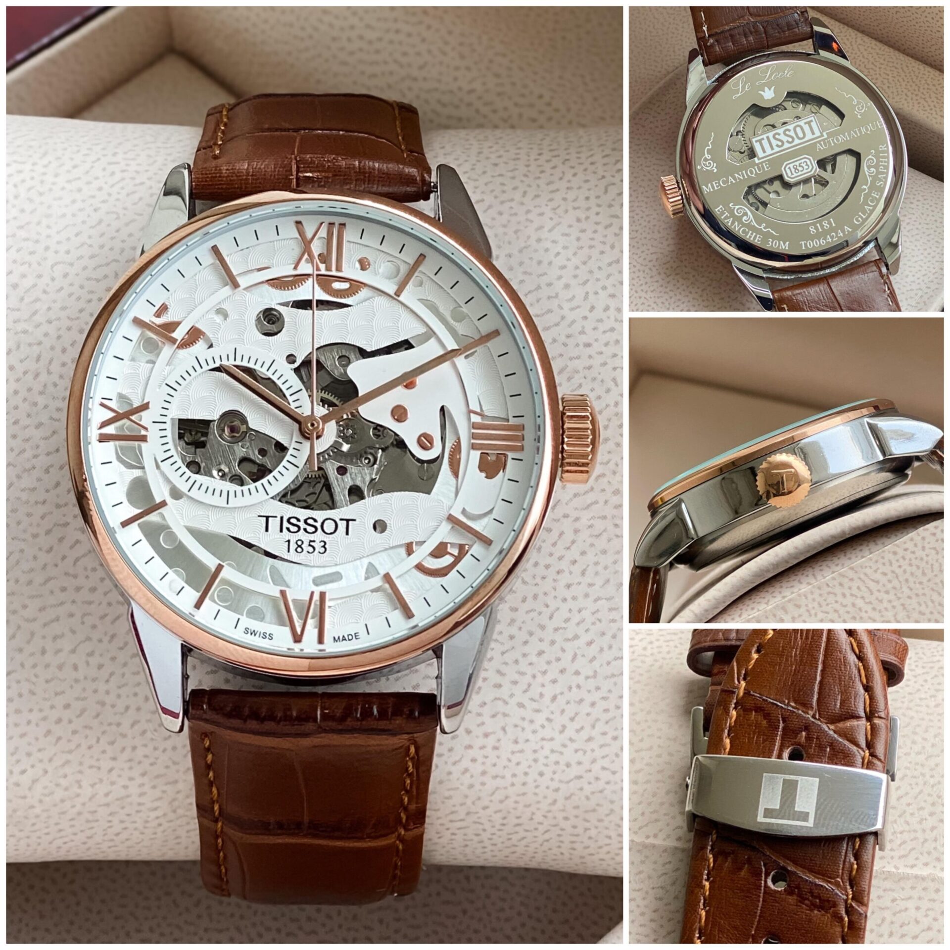 Buy First Copy Tissot Le Locle Men’s Open Back Automatic Watch With Leather Strap - Master Quality 7A Mirror at Lowest Price Online India