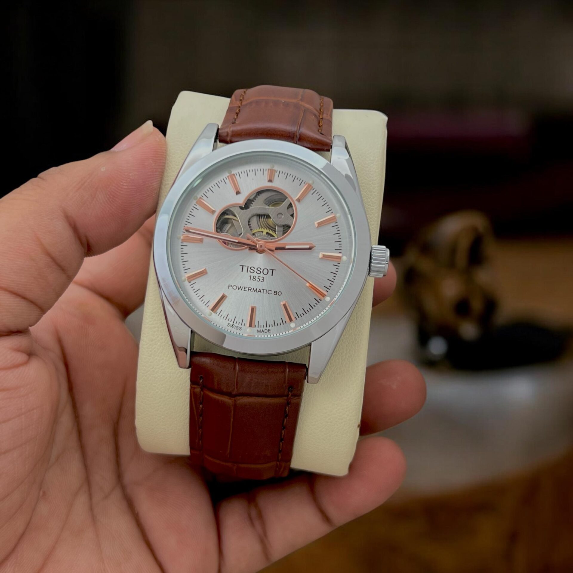 Buy First Copy Tissot Gentleman Powermatic 80 Men’s Automatic Watch 41mm Leather Strap - Master Quality 7A Mirror at Lowest Price Online India