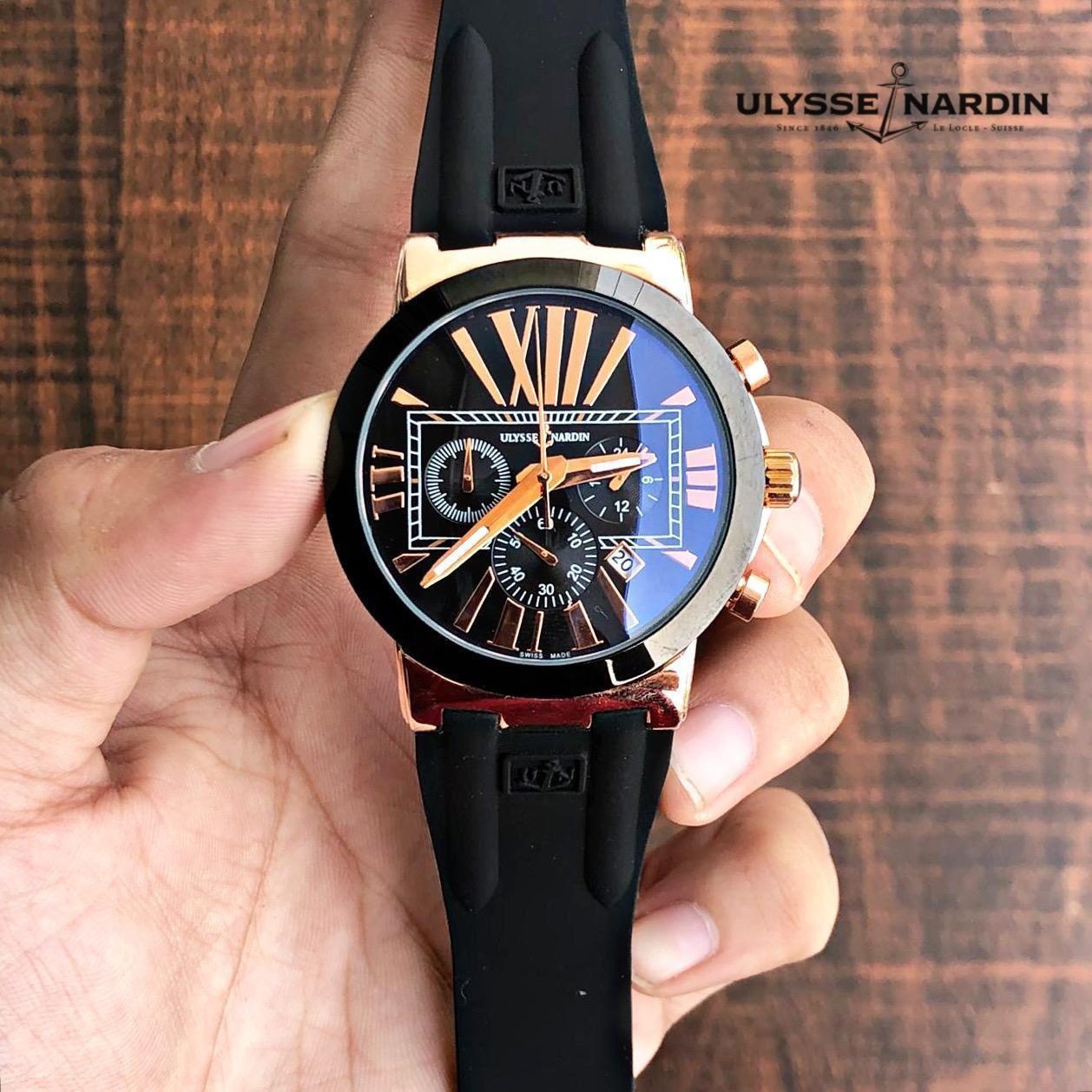Buy First Copy Ulysse Nardin Silicone Strap Men’s Chronograph Watch - Master Quality 7A Mirror at Lowest Price Online India