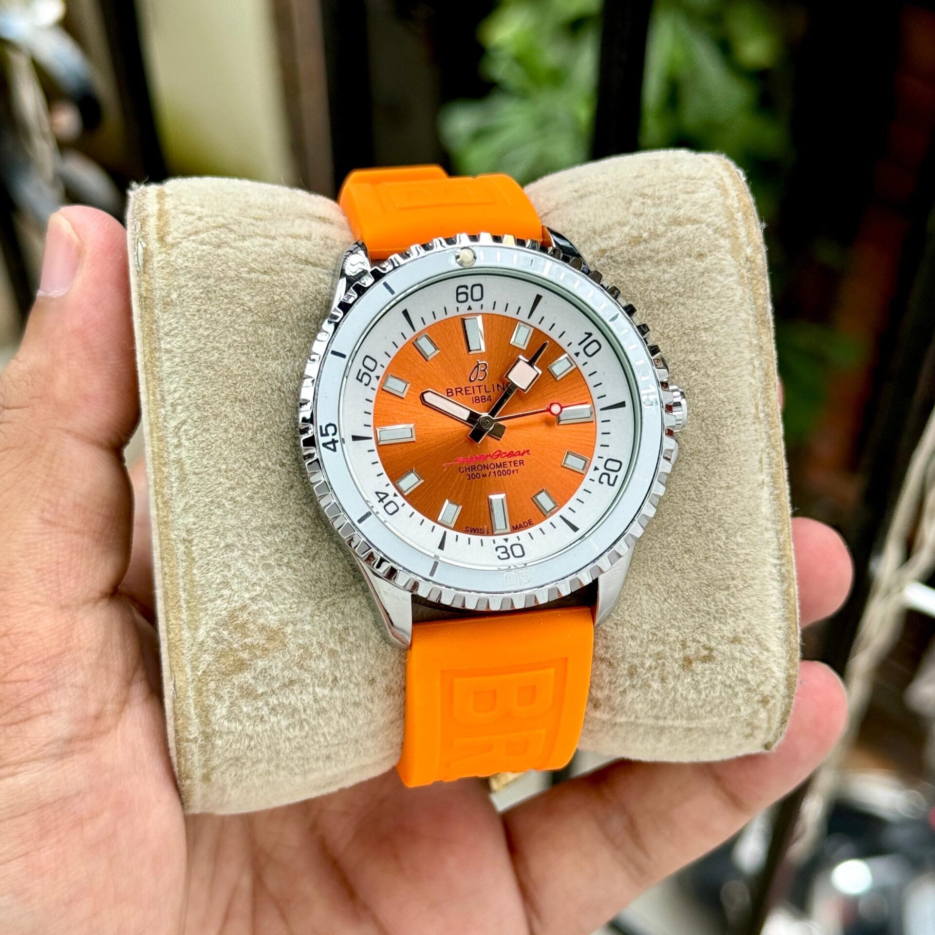 Buy First Copy Breitling Superocean Men’s Silicone Strap Watch 44mm - Master Quality 7A Mirror at Lowest Price Online India