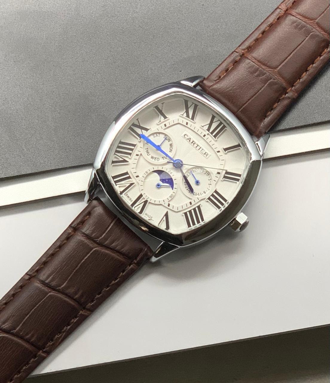 Buy First Copy Cartier Diastar Square Dial Super Slim Leather Strap Watch For Men 42mm - Master Quality 7A Mirror at Lowest Price Online India