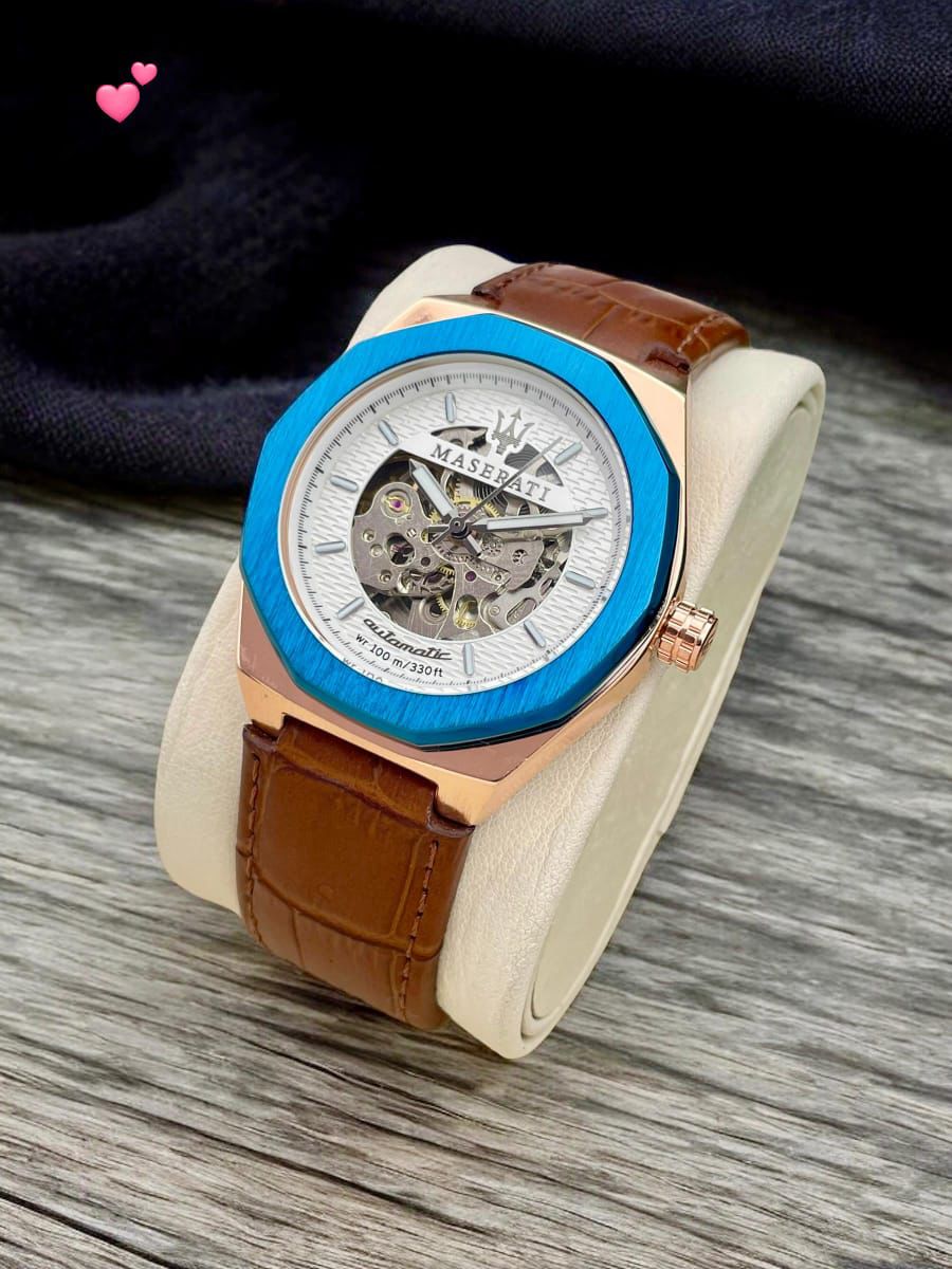 Buy First Copy Maserati Men’s Leather Strap Automatic Watch - Master Quality 7A Mirror at Lowest Price Online India