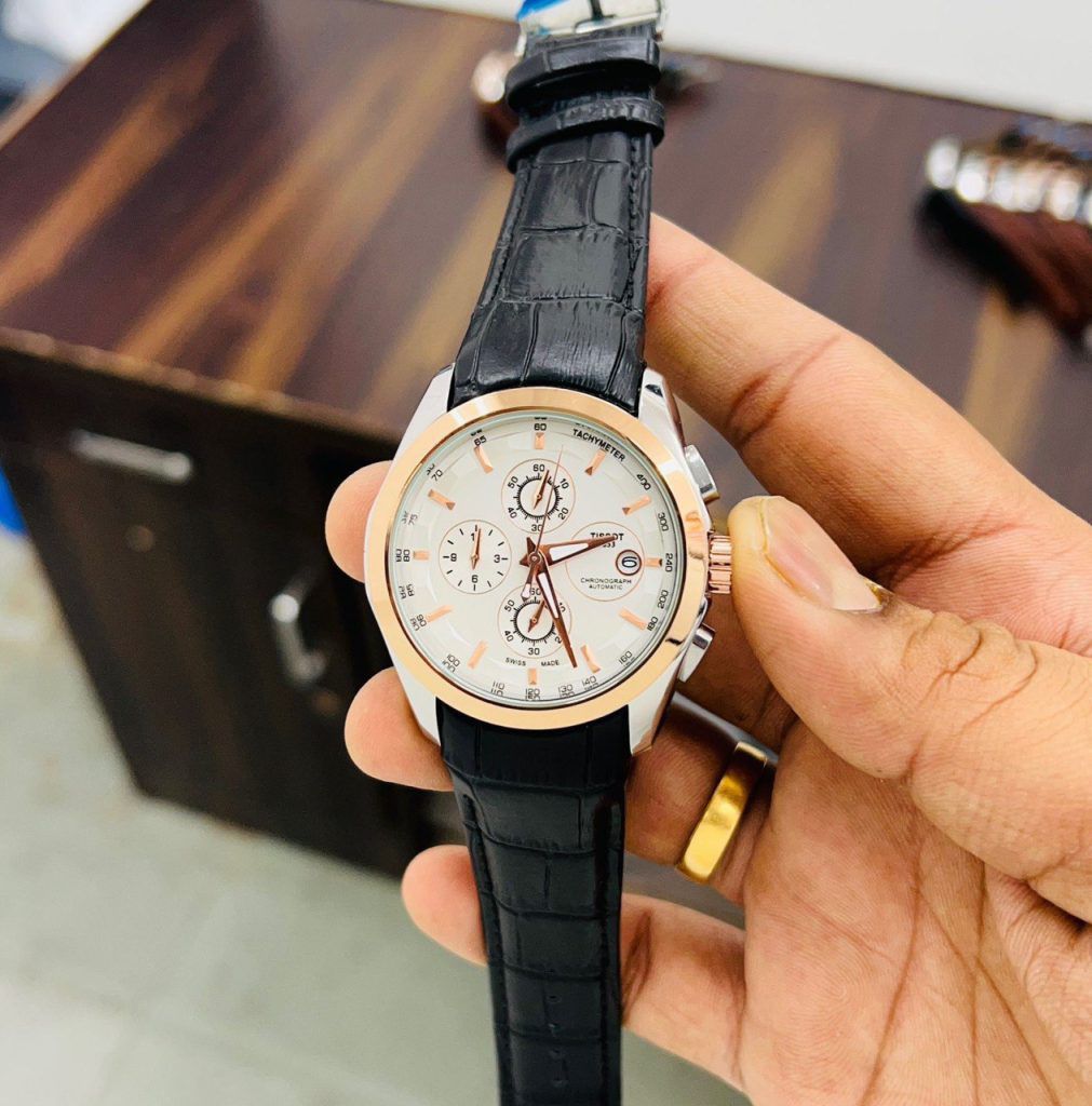 Buy First Copy Tissot 1853 Traditional Premium Slim Leather Strap Chronograph Watch For Men 43mm - Master Quality 7A Mirror at Lowest Price Online India