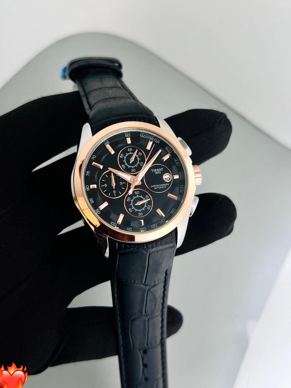 Buy First Copy Tissot 1853 Traditional Premium Slim Leather Strap Chronograph Watch For Men 43mm - Master Quality 7A Mirror at Lowest Price Online India