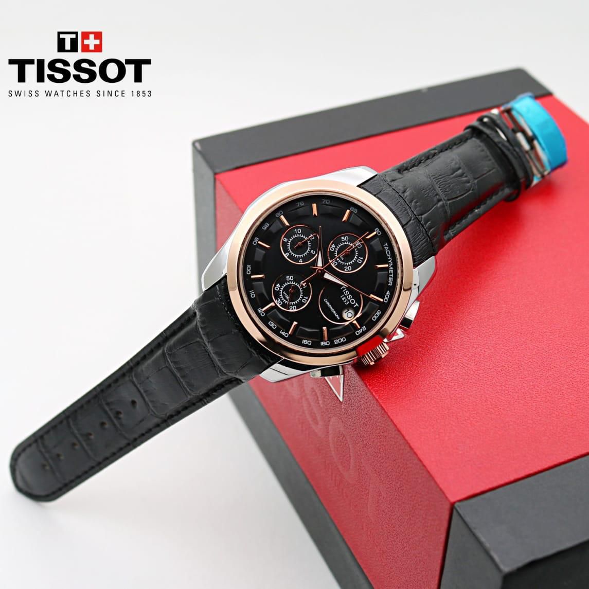 Buy First Copy Tissot 1853 Traditional Premium Slim Leather Strap Chronograph Watch For Men 43mm - Master Quality 7A Mirror at Lowest Price Online India