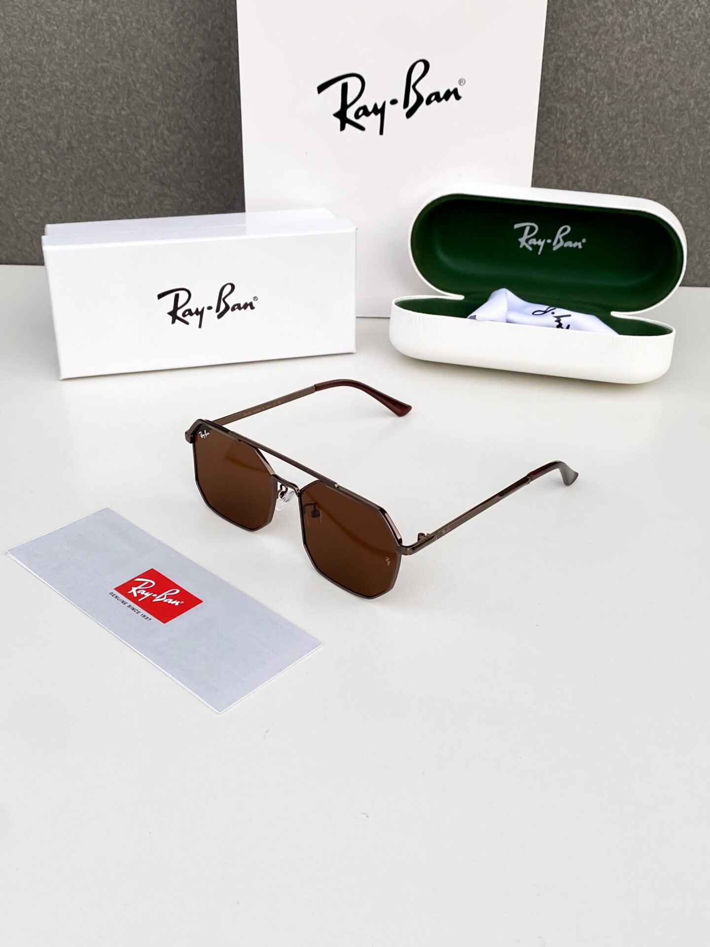 Buy First Copy Ray-Ban Stylish Hexagonal Sunglasses with Brown Lenses - Master Quality 7A Mirror at Lowest Price Online India