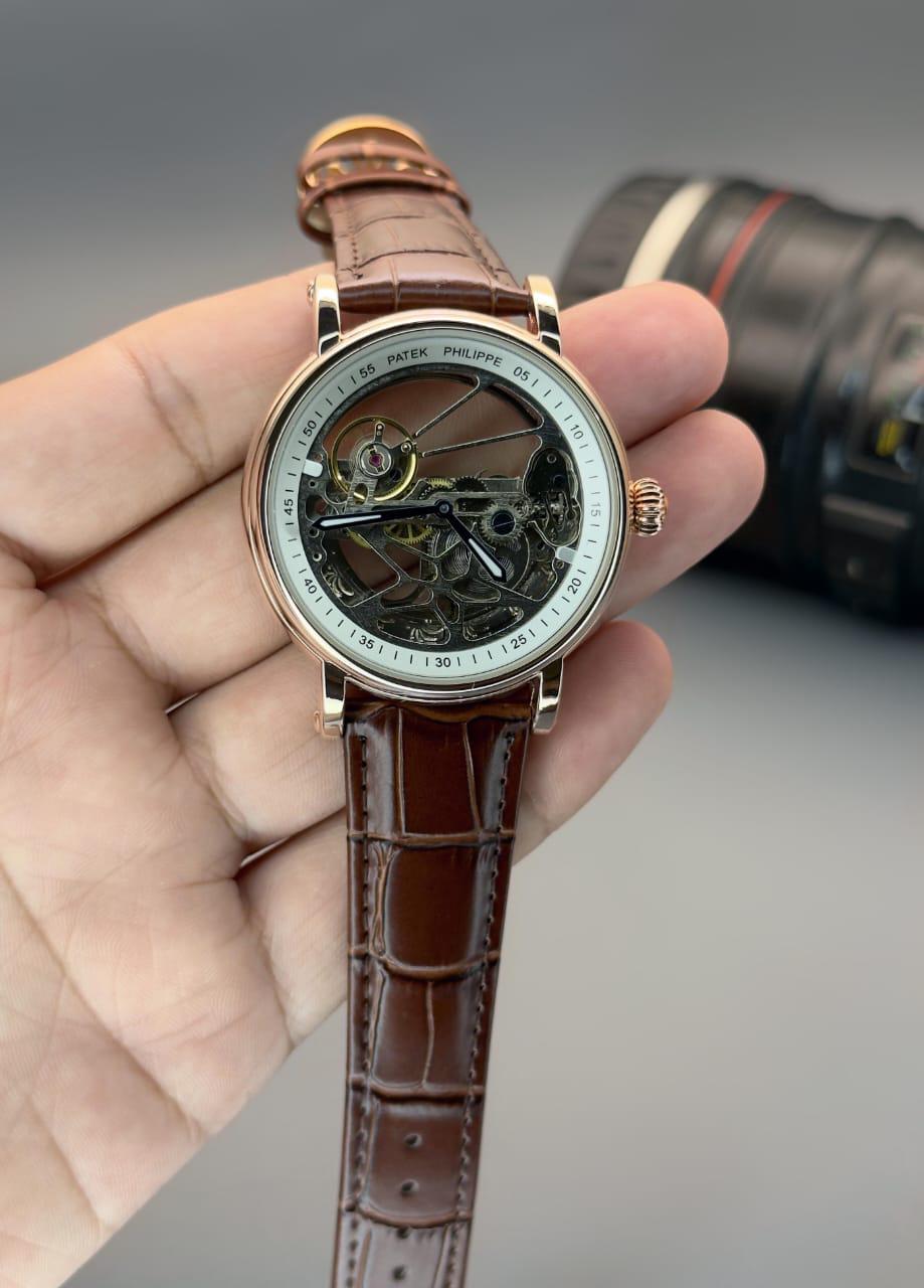 Buy First Copy Patek Philippe Geneve Skeleton Automatic Watch 42mm - Master Quality 7A Mirror at Lowest Price Online India