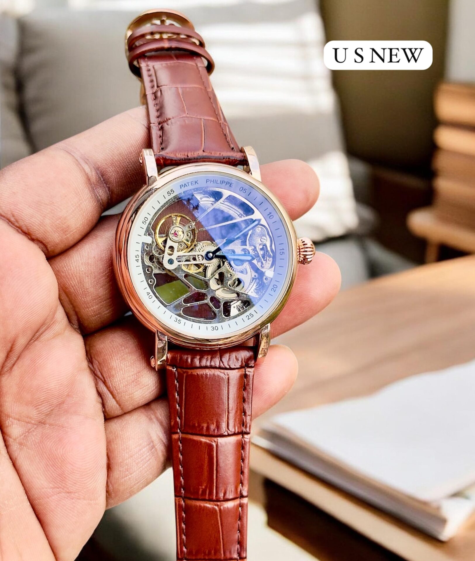 Buy First Copy Patek Philippe Geneve Skeleton Automatic Watch 42mm - Master Quality 7A Mirror at Lowest Price Online India