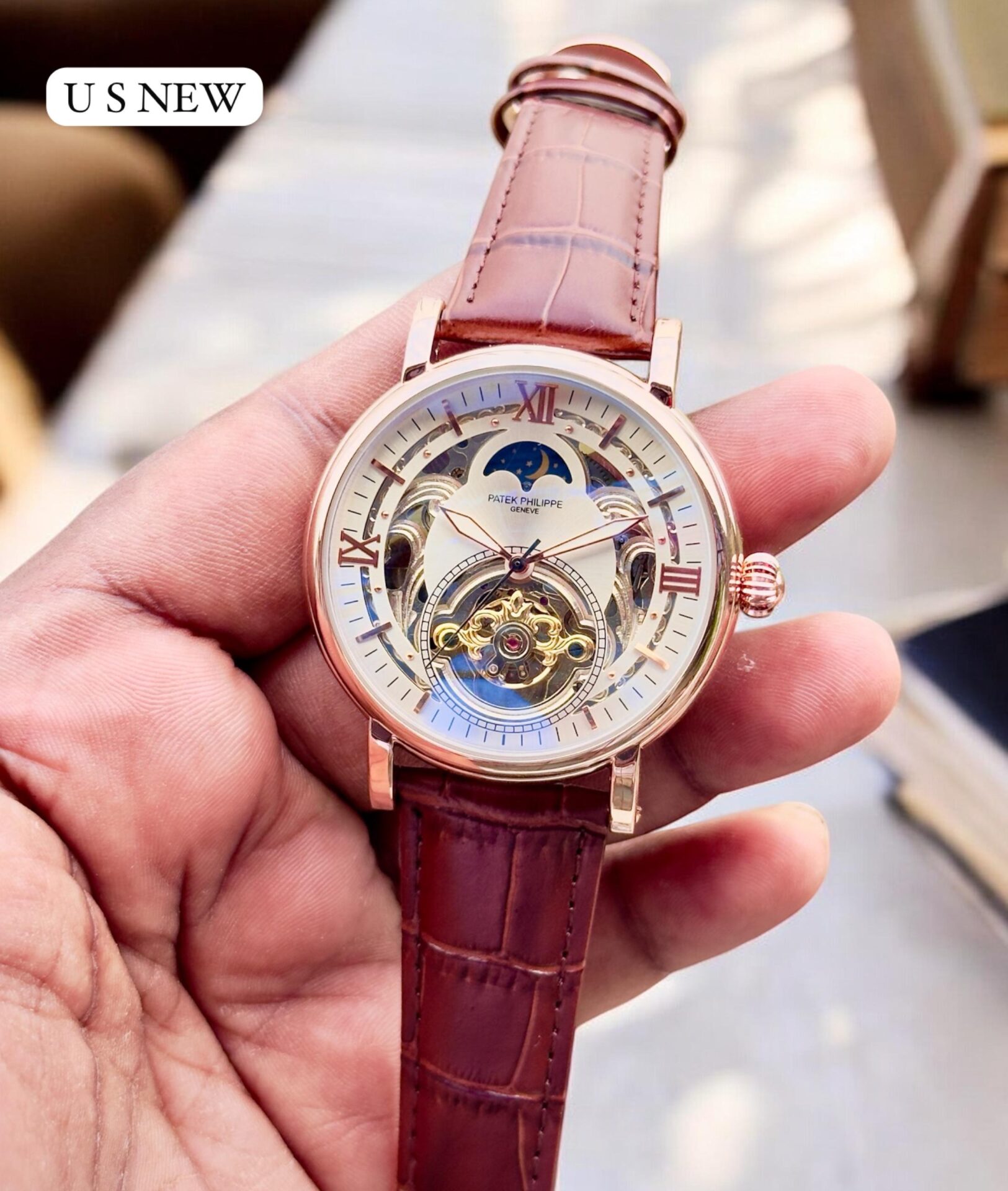 Buy First Copy Patek Philippe Geneve Skeleton Automatic Watch 42mm - Master Quality 7A Mirror at Lowest Price Online India