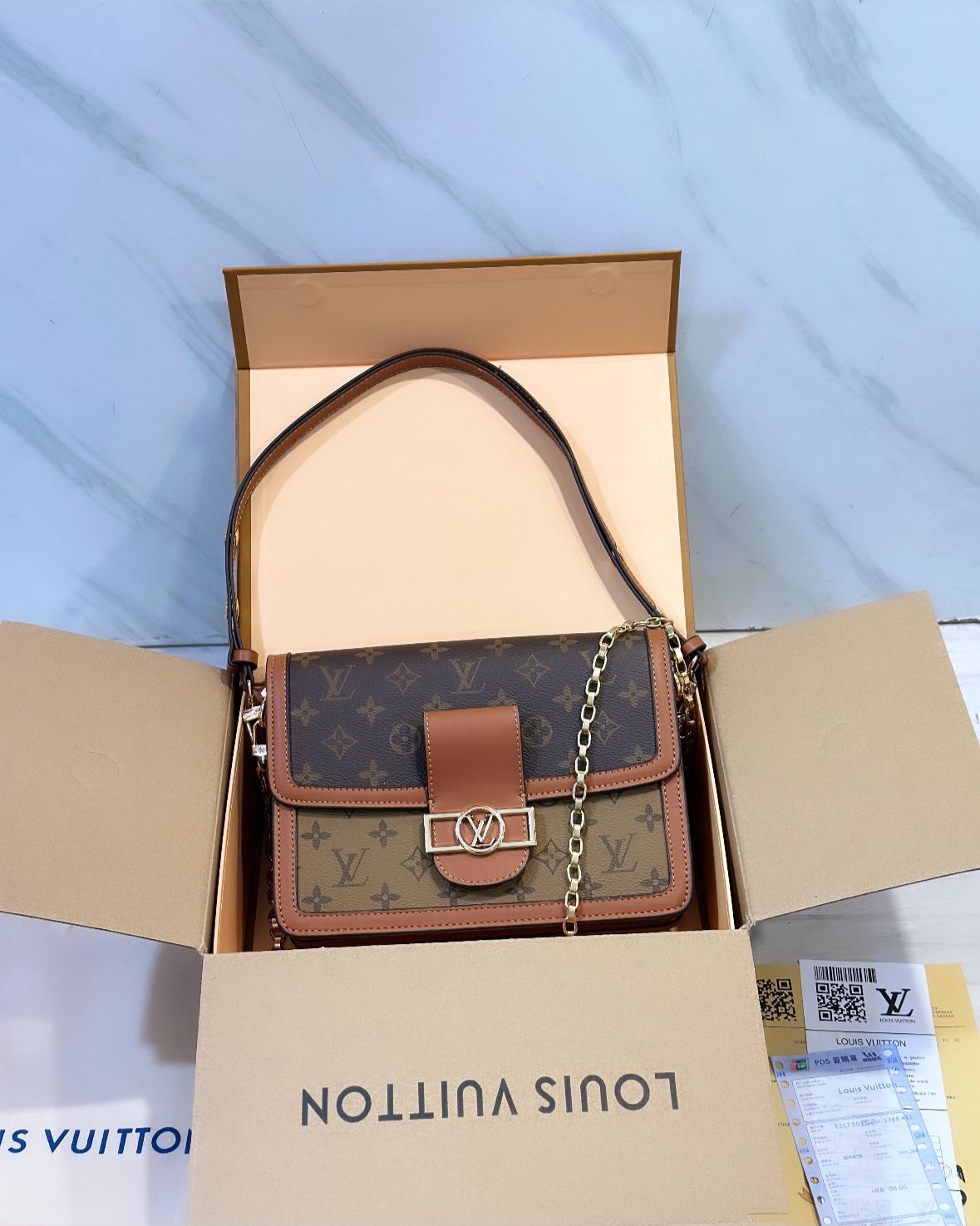 Buy First Copy Louis Vuitton Dauphine MM Monogram Canvas Shoulder Bag - Master Quality 7A Mirror at Lowest Price Online India