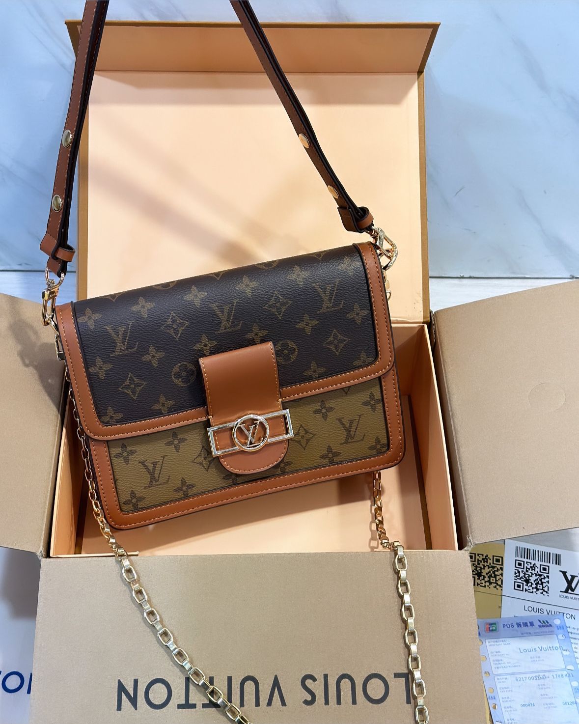Buy First Copy Louis Vuitton Dauphine MM Monogram Canvas Shoulder Bag - Master Quality 7A Mirror at Lowest Price Online India