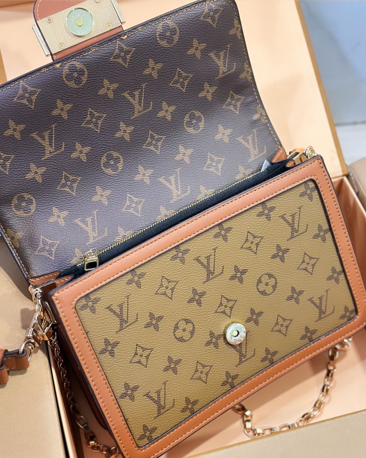 Buy First Copy Louis Vuitton Dauphine MM Monogram Canvas Shoulder Bag - Master Quality 7A Mirror at Lowest Price Online India