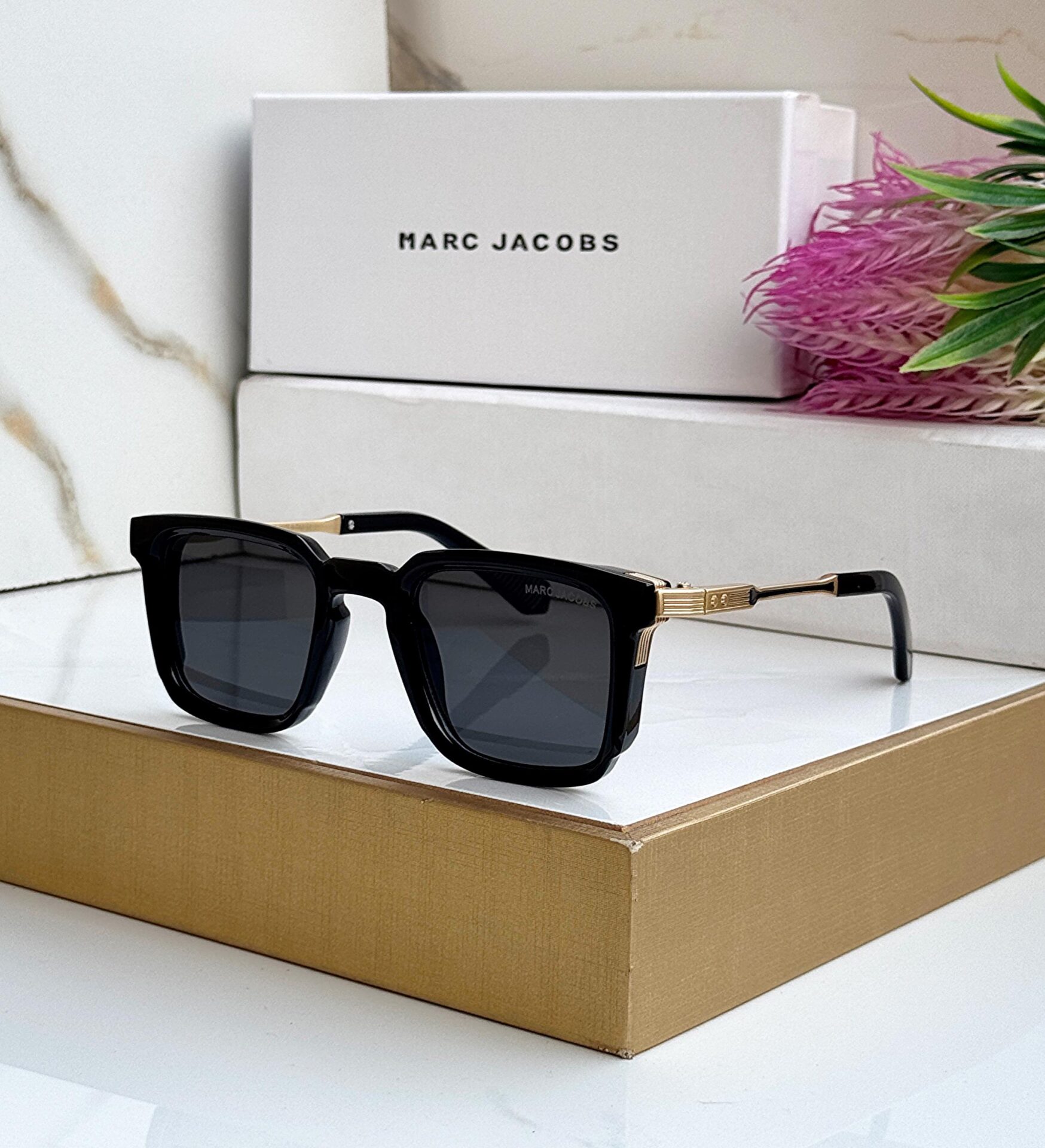 Buy First Copy Marc Jacobs Square Sunglasses with Gold Accents - Master Quality 7A Mirror at Lowest Price Online India