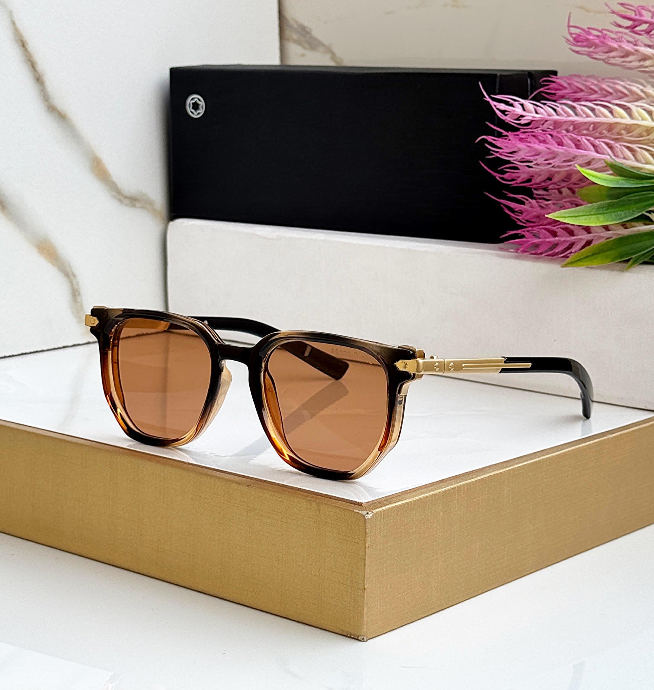 Buy First Copy Montblanc Square Sunglasses with Gold Accents - Master Quality 7A Mirror at Lowest Price Online India