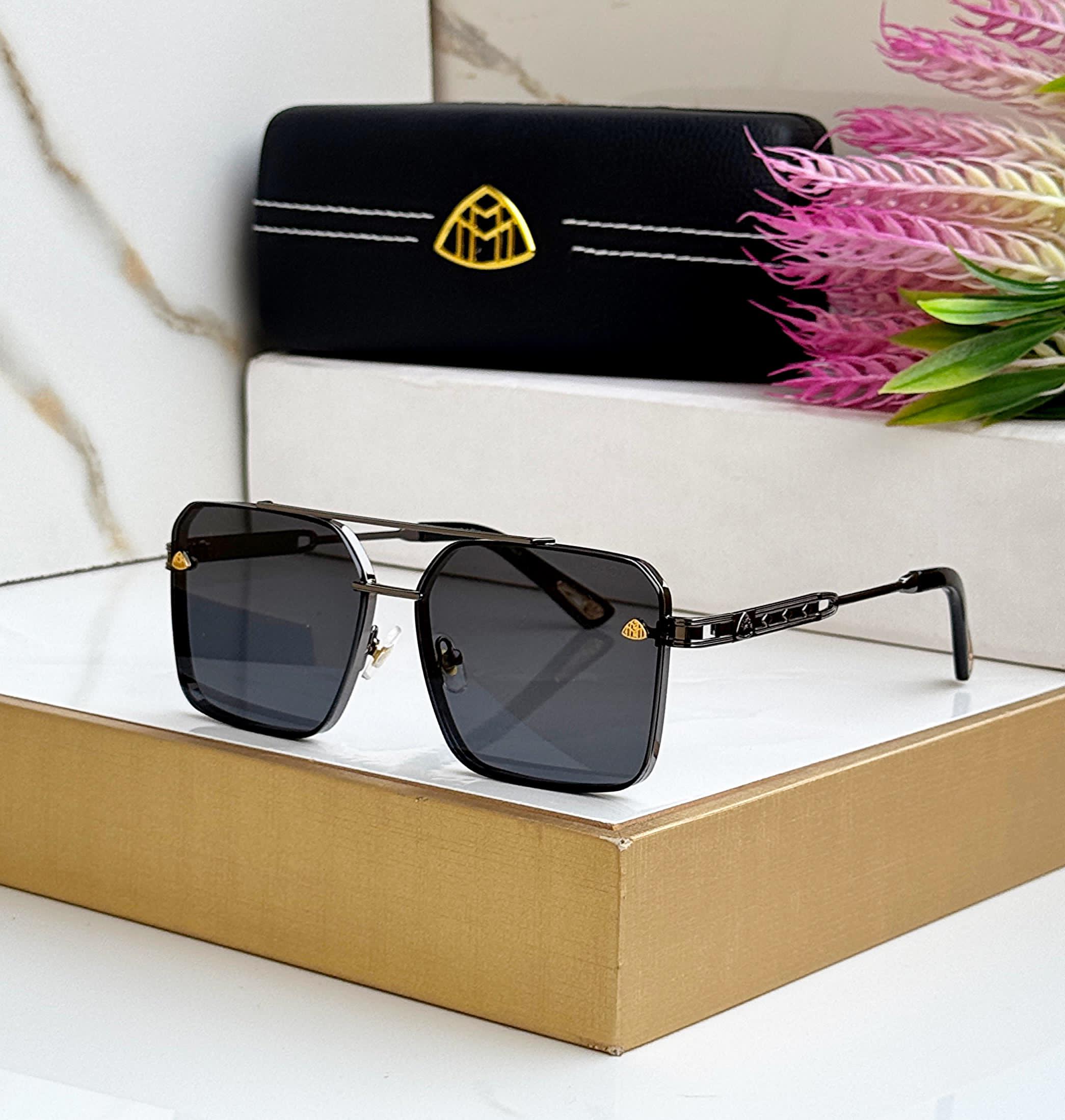Buy First Copy Maybach Square Sunglasses with Gold Accents - Master Quality 7A Mirror at Lowest Price Online India