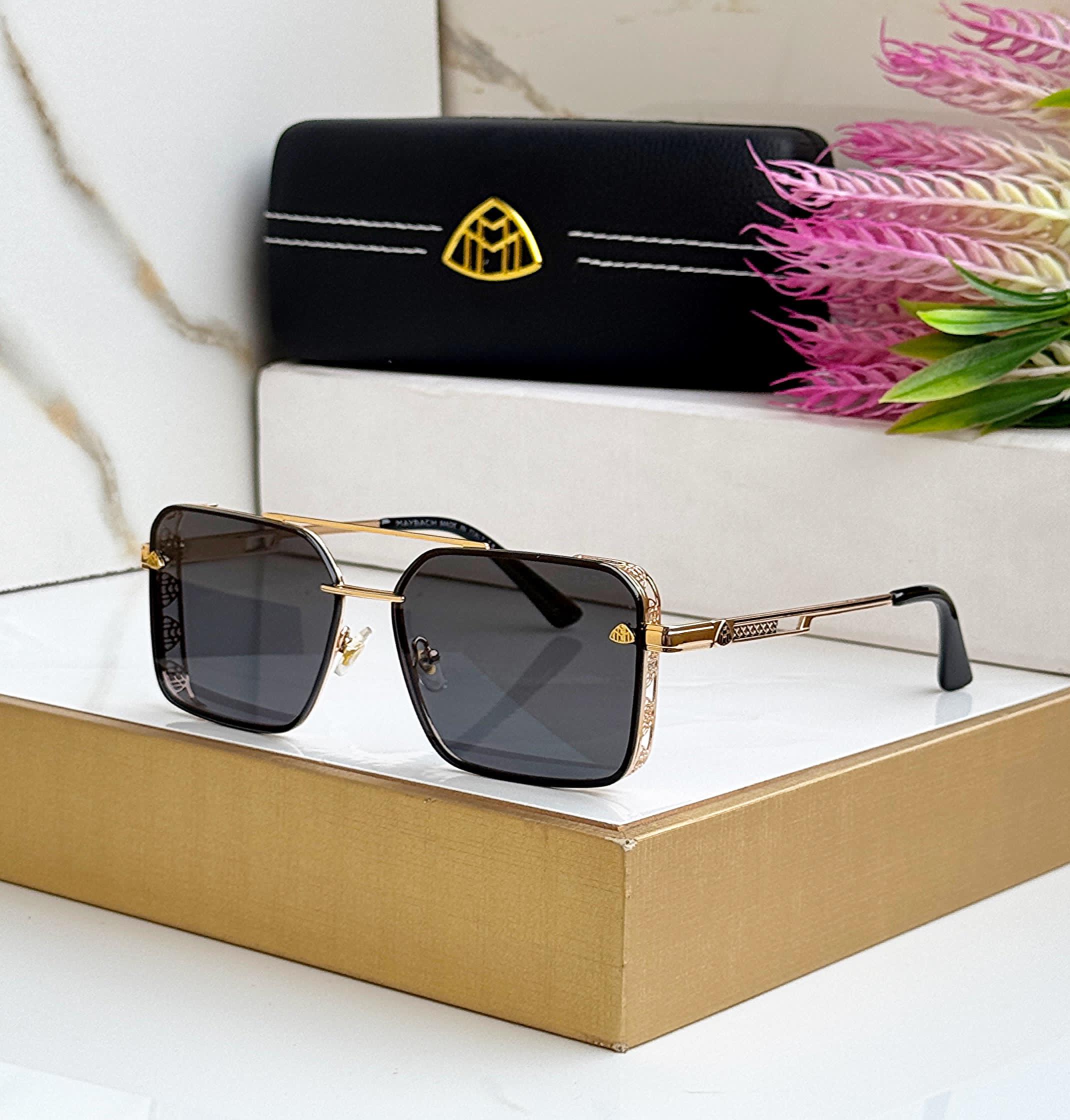 Buy First Copy Maybach Square Sunglasses with Gold Accents - Master Quality 7A Mirror at Lowest Price Online India