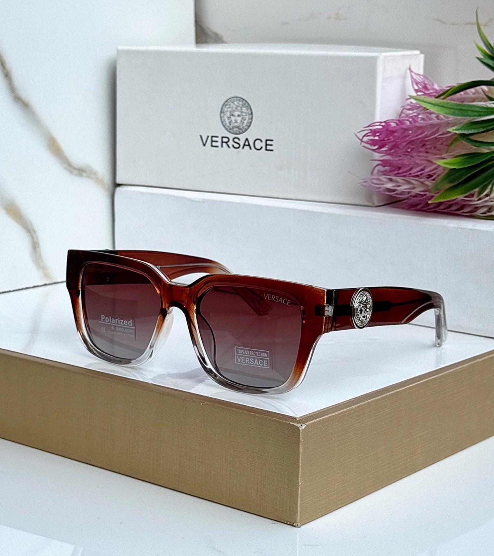Buy First Copy Versace Polarized Square Sunglasses with Medusa Head Detail - Master Quality 7A Mirror at Lowest Price Online India