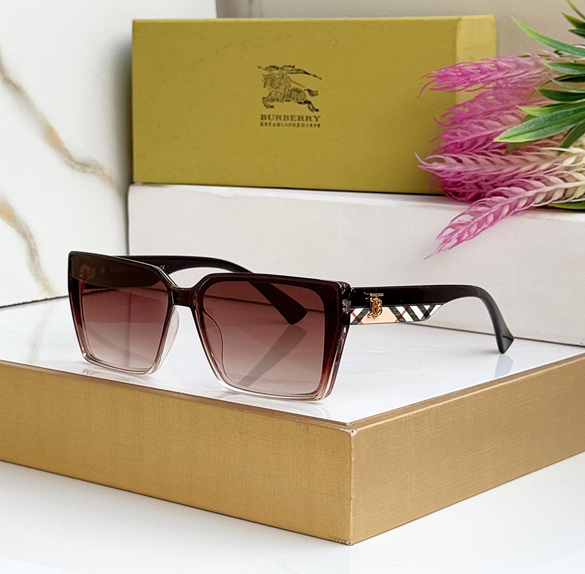 Buy First Copy Burberry Square Shades with Check Pattern Detail - Master Quality 7A Mirror at Lowest Price Online India