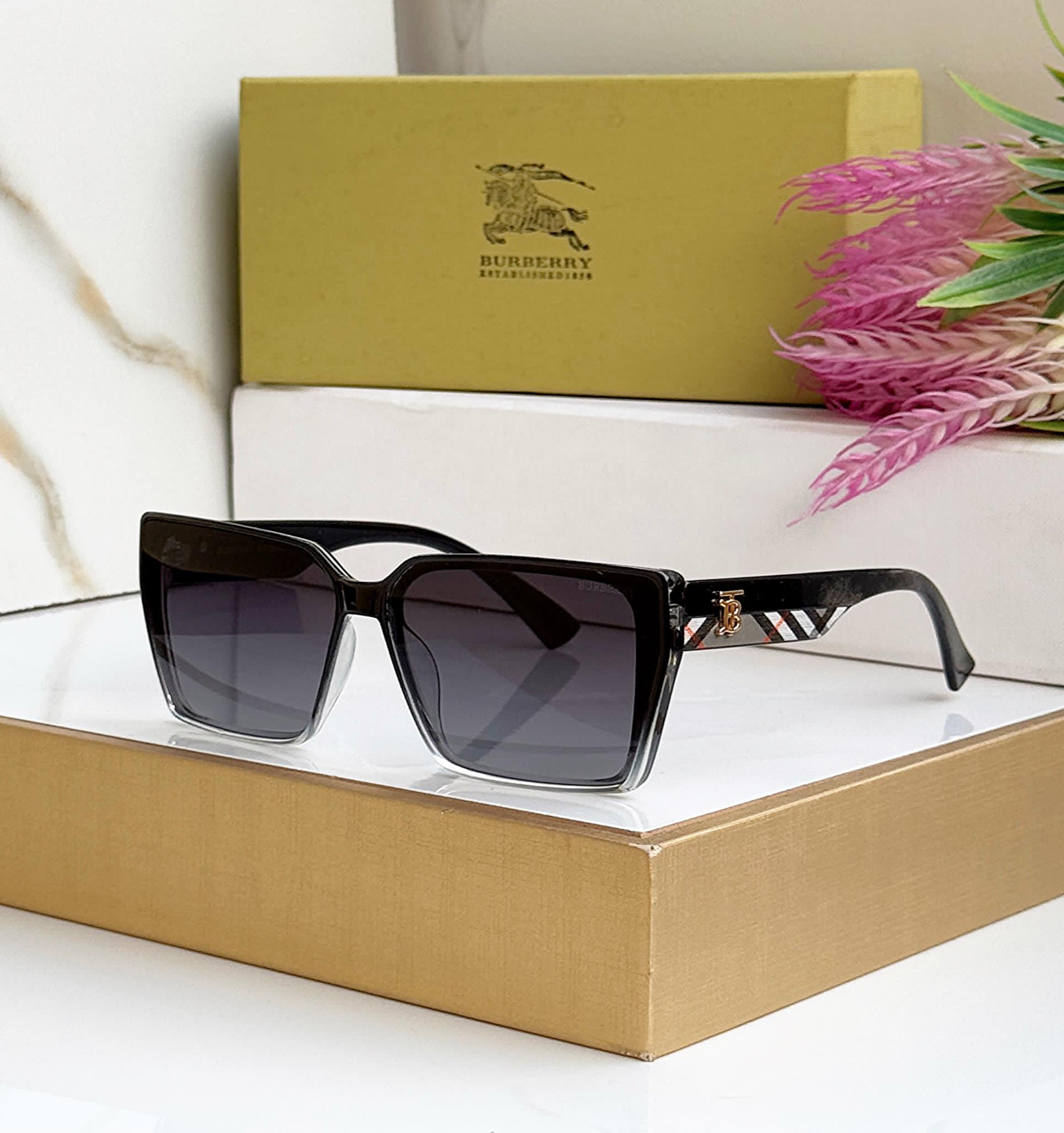 Buy First Copy Burberry Square Shades with Check Pattern Detail - Master Quality 7A Mirror at Lowest Price Online India