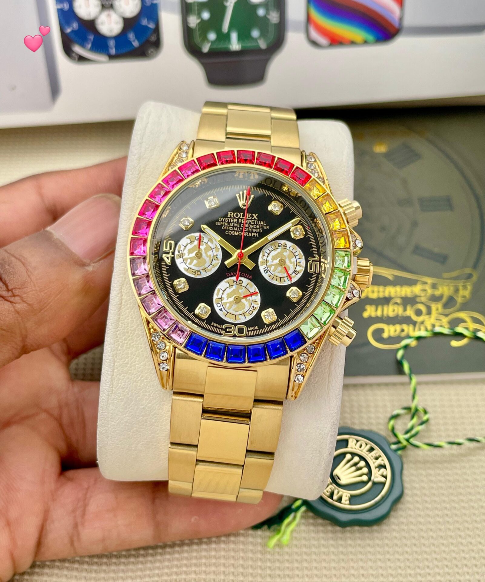 Buy First Copy Rolex Daytona Rainbow Chronograph Watch for Men 40mm - Master Quality 7A Mirror at Lowest Price Online India