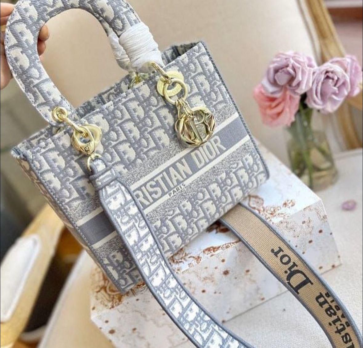 Buy First Copy Christian Dior Lady D-Lite Medium Embroidered Tote Bag - Master Quality 7A Mirror at Lowest Price Online India