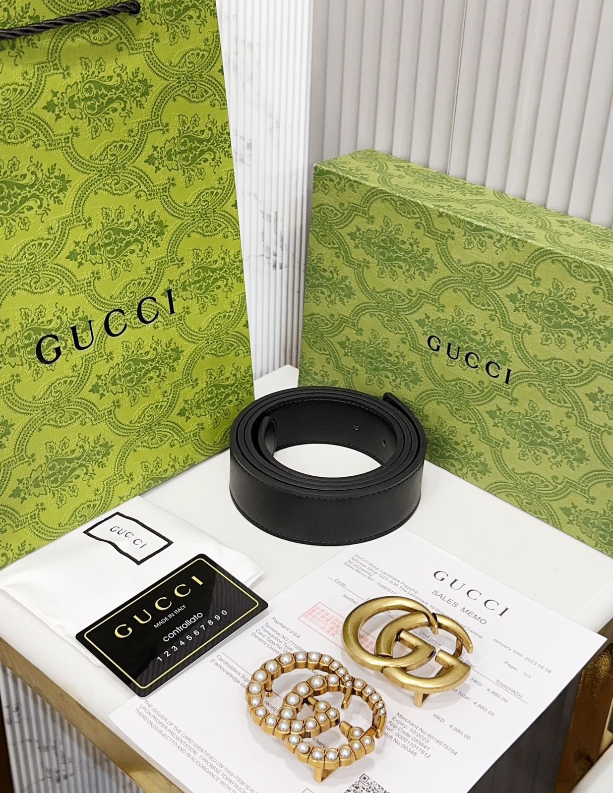 Buy First Copy Gucci Marmont Double Gg Buckle Belt Unisex